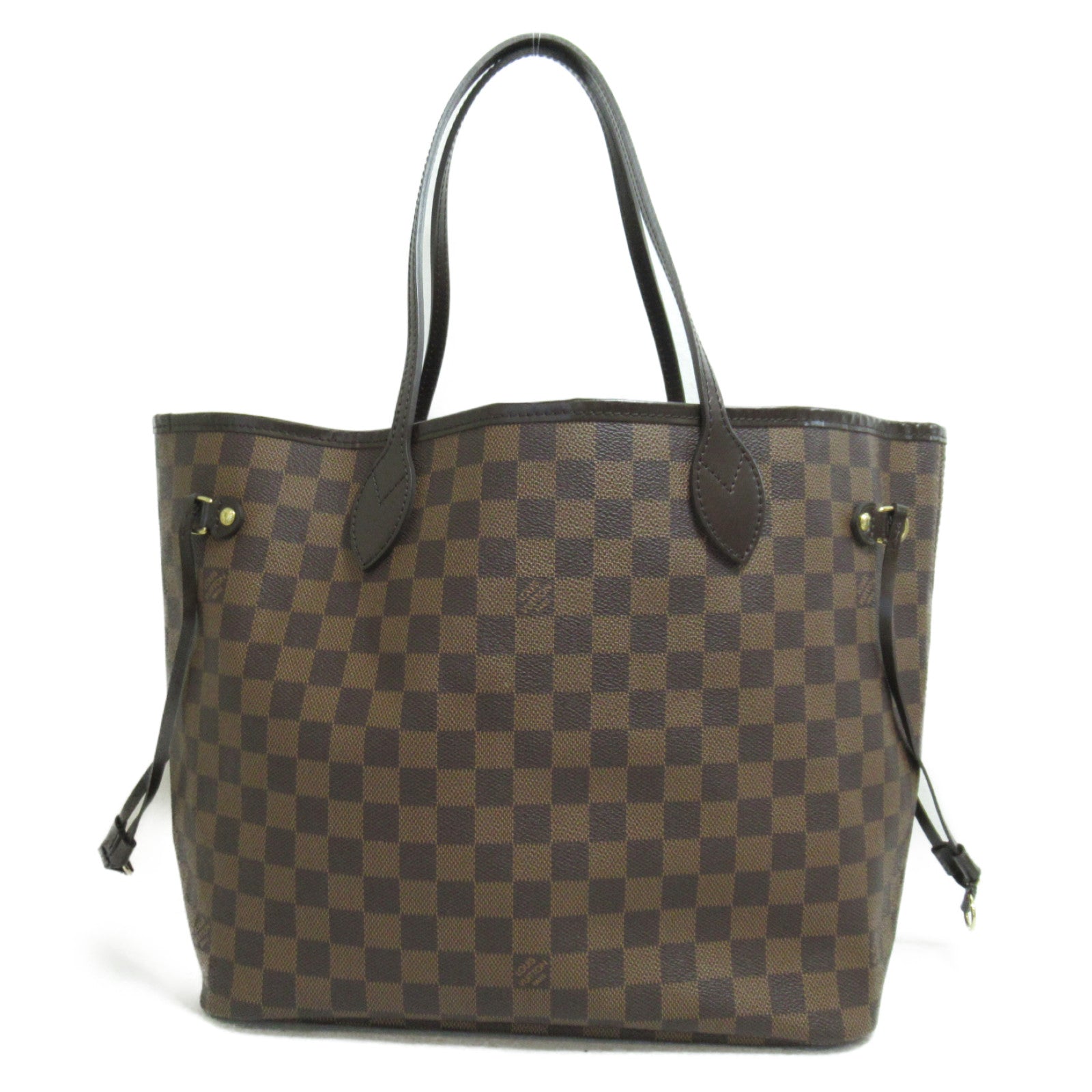 LOUIS VUITTON Damier Ebene Neverfull MM金扣手挽袋啡色