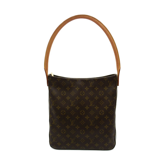 LOUIS VUITTON Monogram Looping GM金扣肩背袋啡色