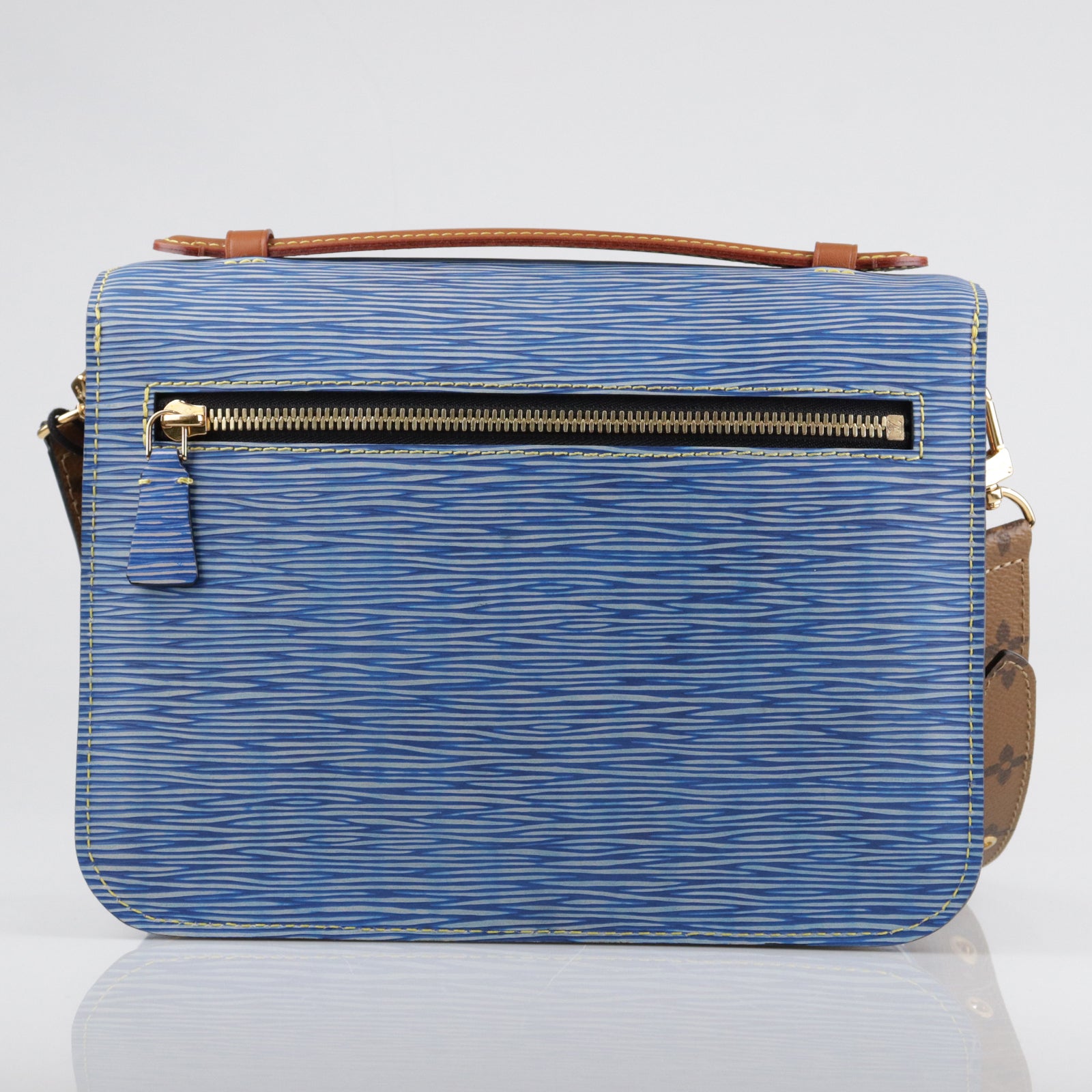 LOUIS VUITTON Epi/Monogram Reverse Pochette Metis Handle Shoulder Bag  Blue/Brown