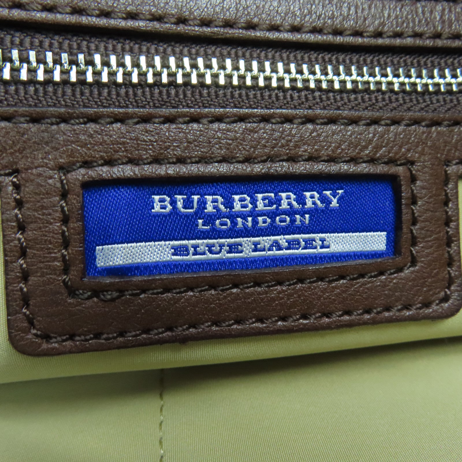 BURBERRY BLUE LABEL canvas Tote Bag silver buckle handle bag brown