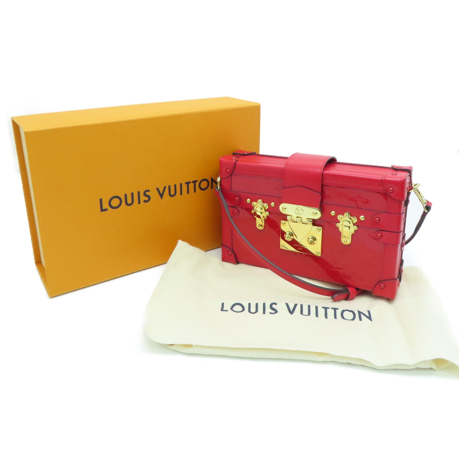 Louis Vuitton Lv Petite Malle Shoulder Bag M54181 Monogram Vernis Red