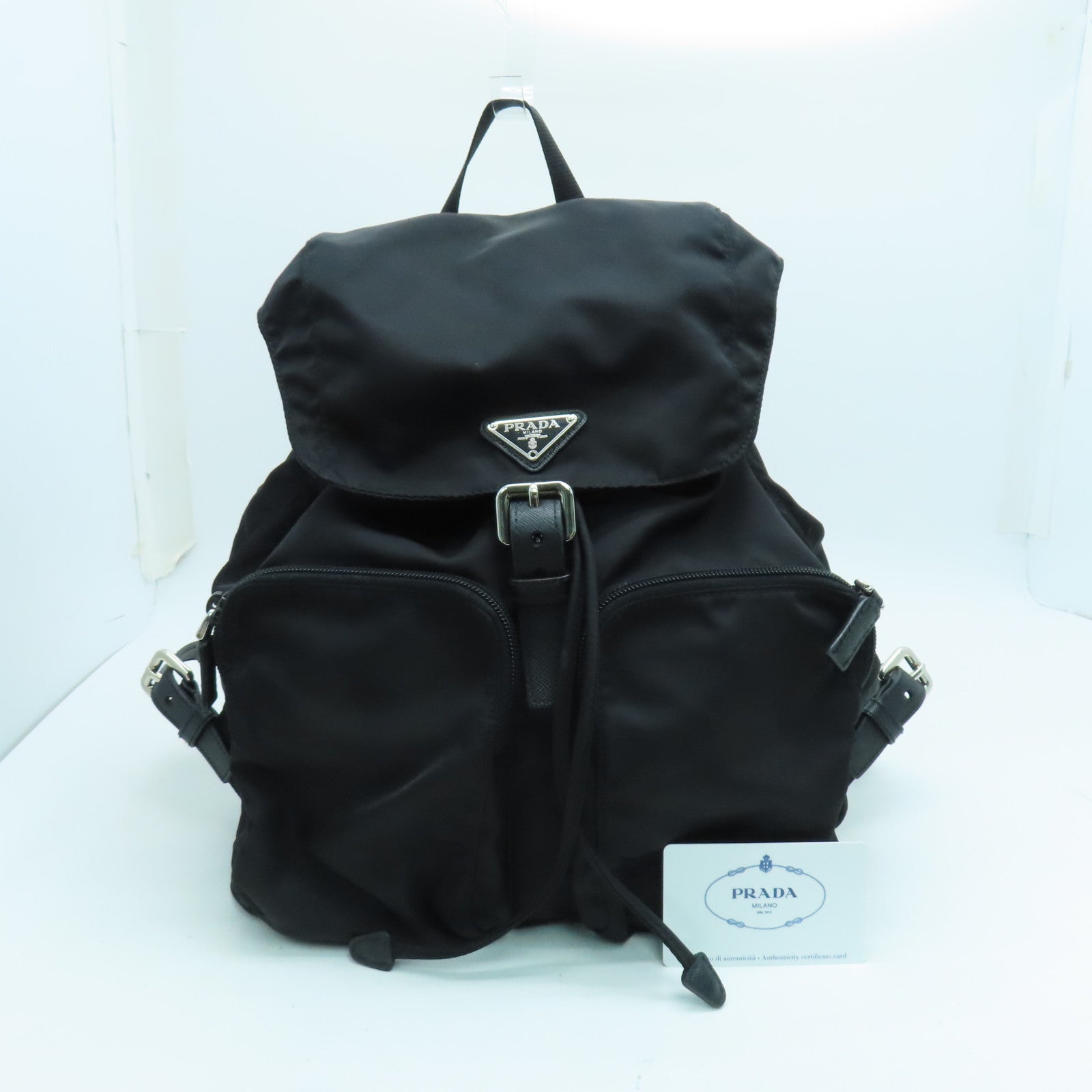 Prada Zainetto Unisex Black Tessuto Nylon Backpack Rucksack 1BZ005