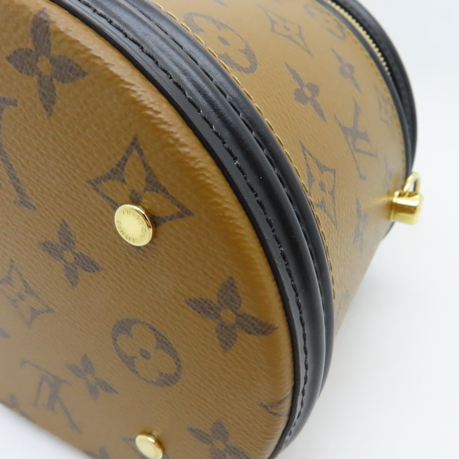 LOUIS VUITTON Monogram Reverse Cannes金扣手挽肩背兩用袋棕色