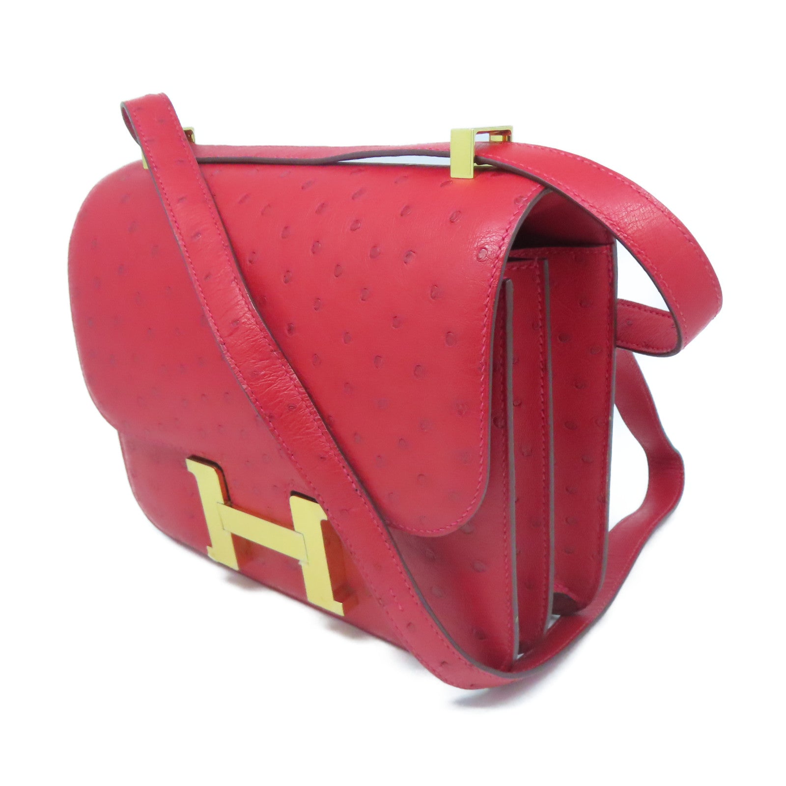 Constance ostrich handbag Hermès Red in Ostrich - 35933771