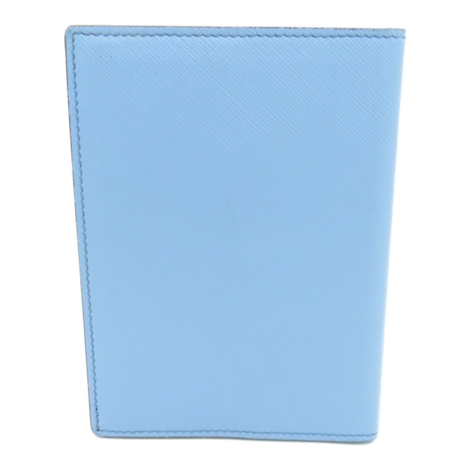 Salvatore Ferragamo Leather Passport Case Gold Buckle Light Blue