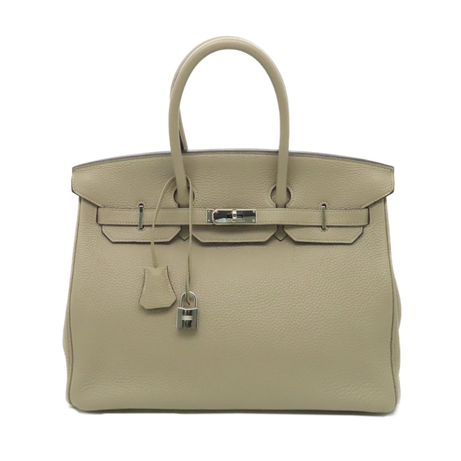 HERMES Clemence皮革Birkin 35銀扣手挽袋Gris Tourterelle灰色