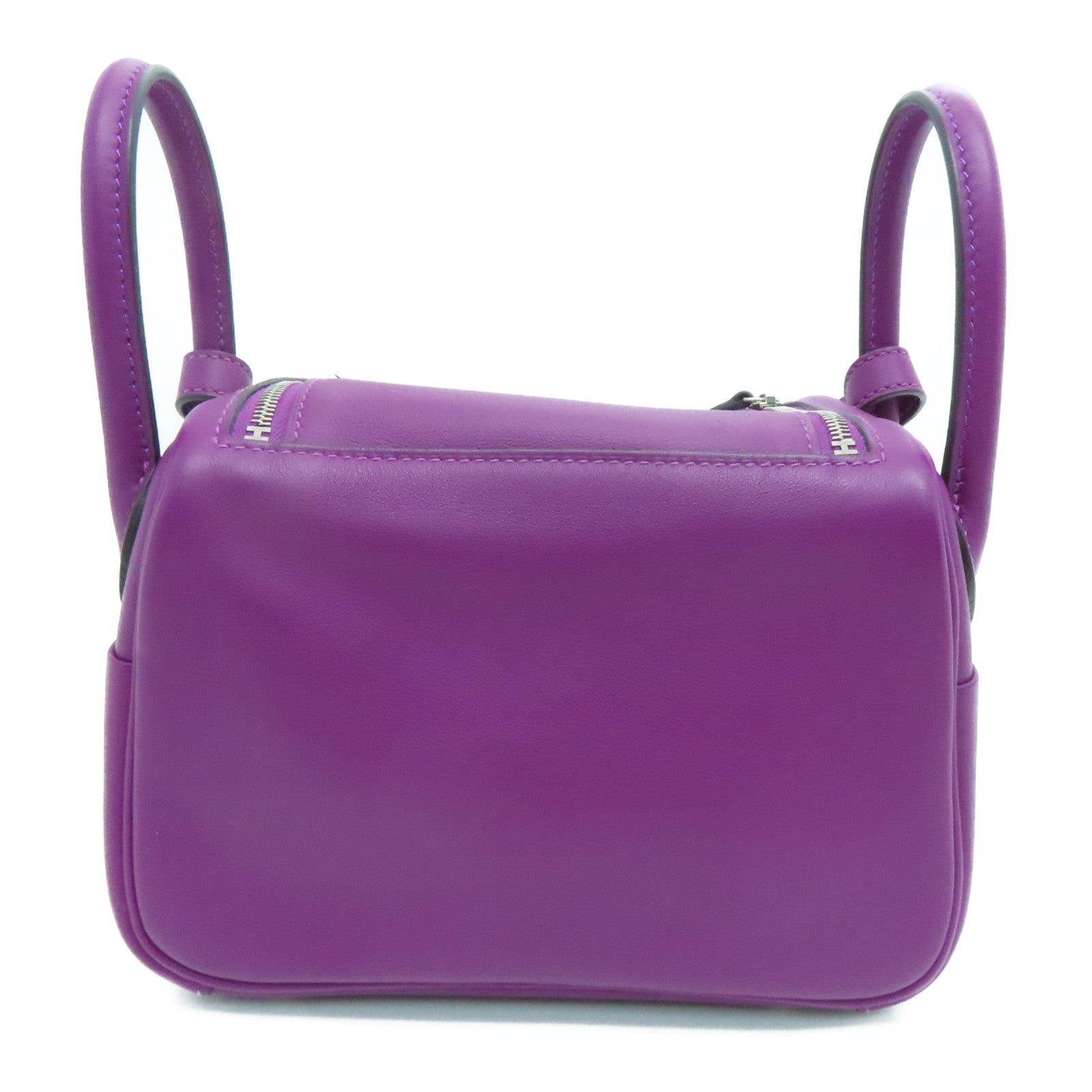 HERMES Swift Leather Mini Lindy Gold Buckle Handle Shoulder Bag Purple