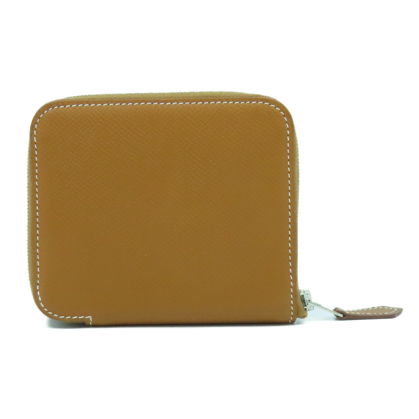 HERMES Epsom皮革Silk In Compact Wallet銀扣錢包Gold經典駝色