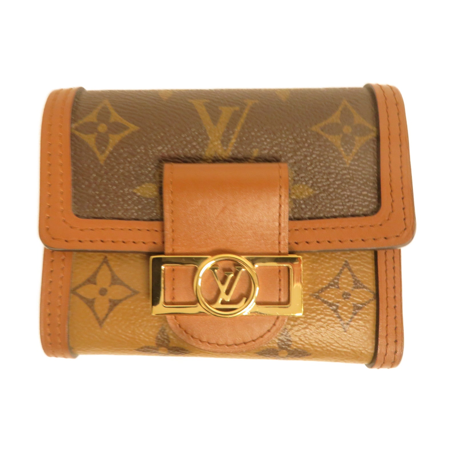 LOUIS VUITTON Monogram Dauphine金扣錢包啡色