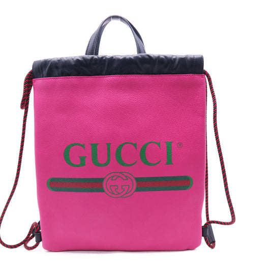 GUCCI 牛皮皮革Drawstring Backpack背包粉紅色