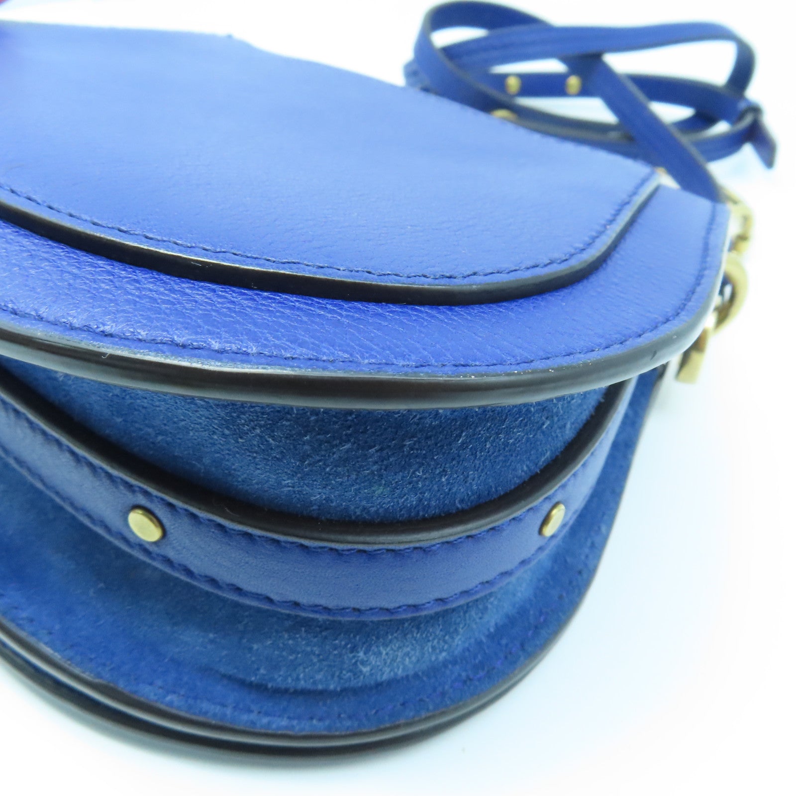 Chloe Leather Bracelet Nile Gold Buckle Shoulder Bag Blue