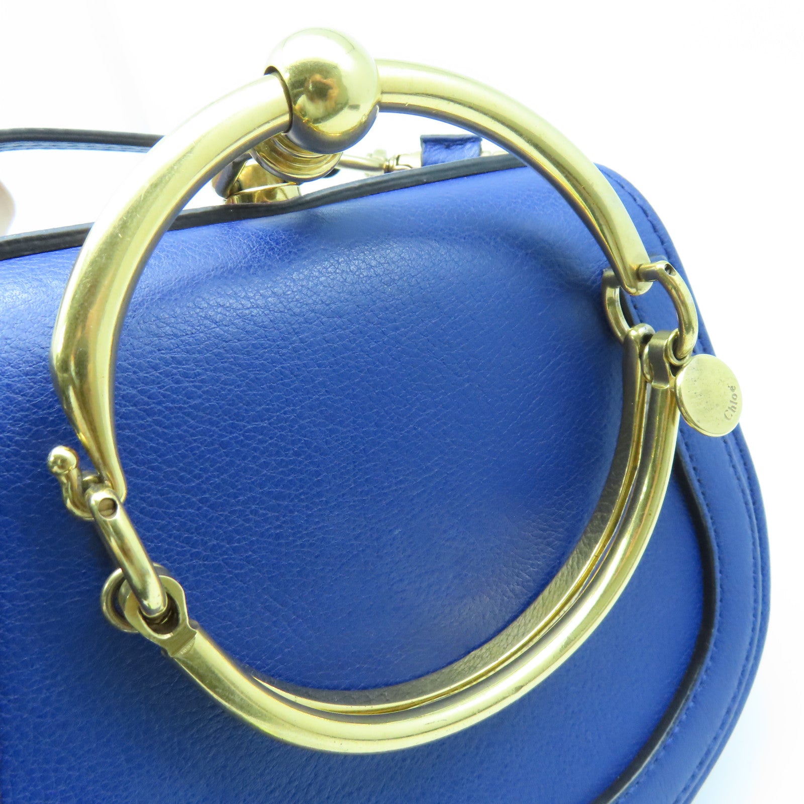 Chloe Leather Bracelet Nile Gold Buckle Shoulder Bag Blue