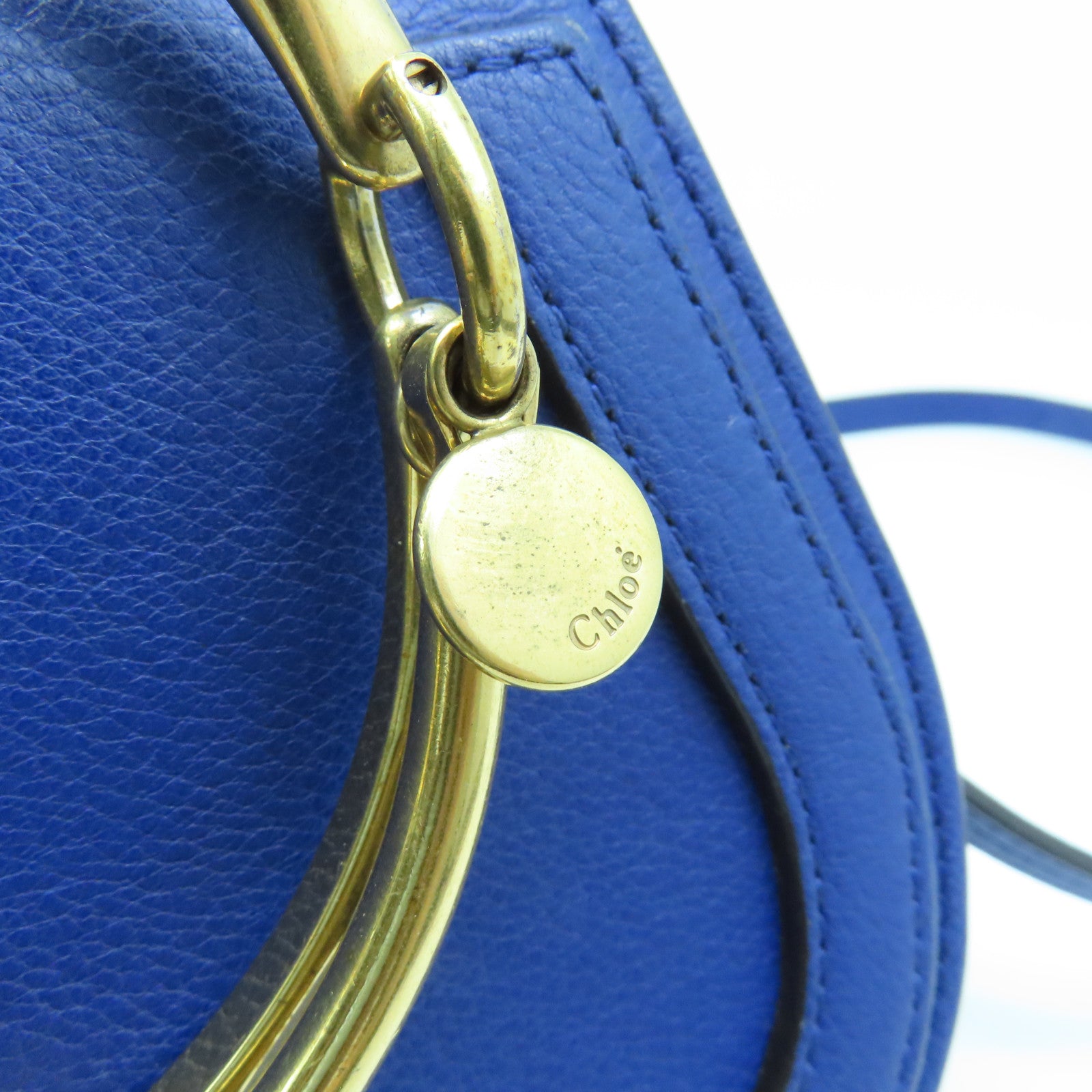 Chloe Leather Bracelet Nile Gold Buckle Shoulder Bag Blue