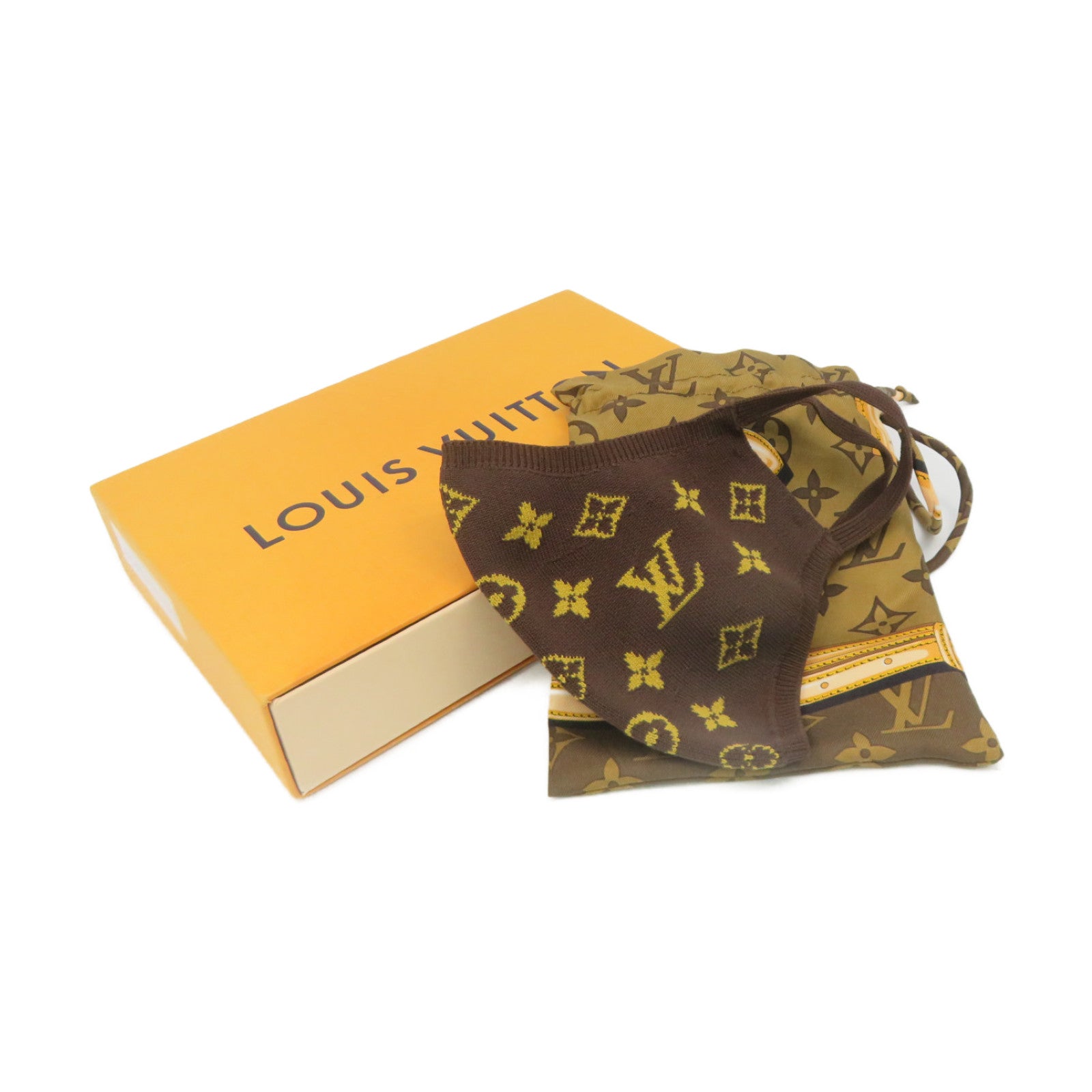 LOUIS VUITTON Monogram Knit Face Mask Brown 715161