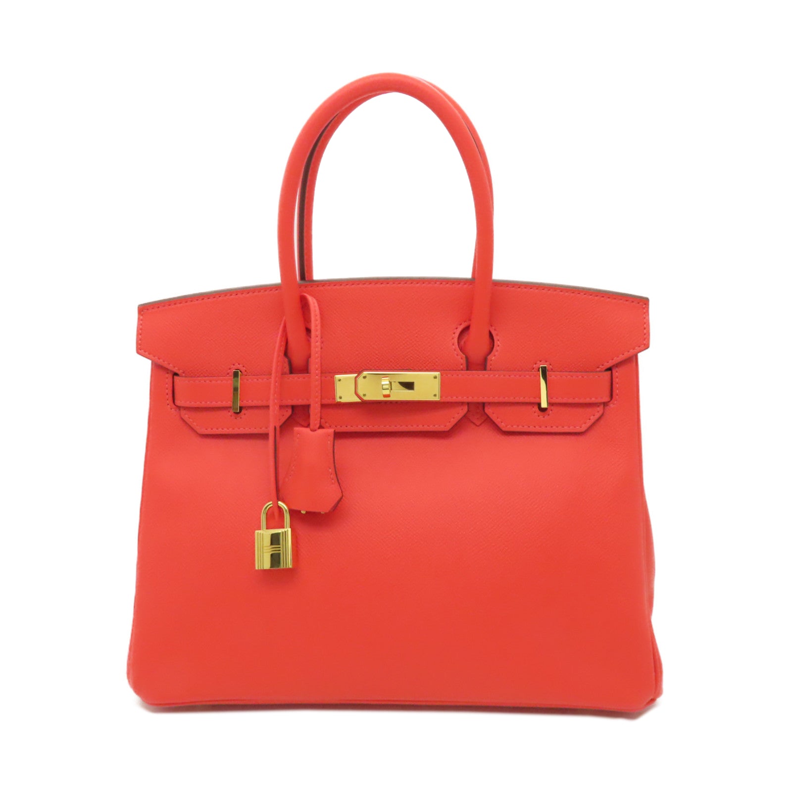 HERMES Epsom皮革Birkin 30金扣手挽袋橙色