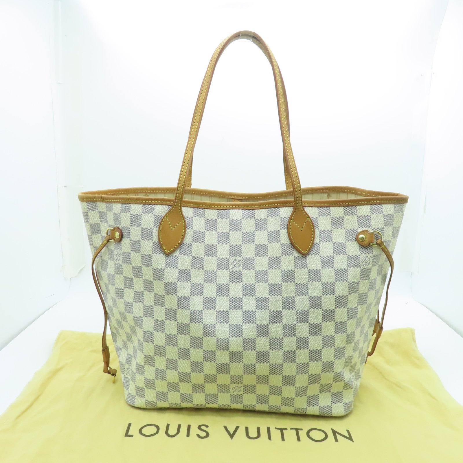 LOUIS VUITTON Damier Azur Neverfull MM Gold Buckle Handle Bag White – Brand  Off Hong Kong Online Store