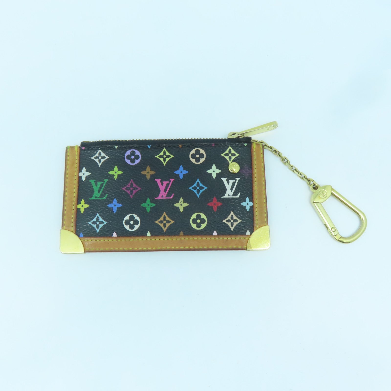 LOUIS VUITTON Monogram Multicolore Pochette Cles gold buckle key bag color