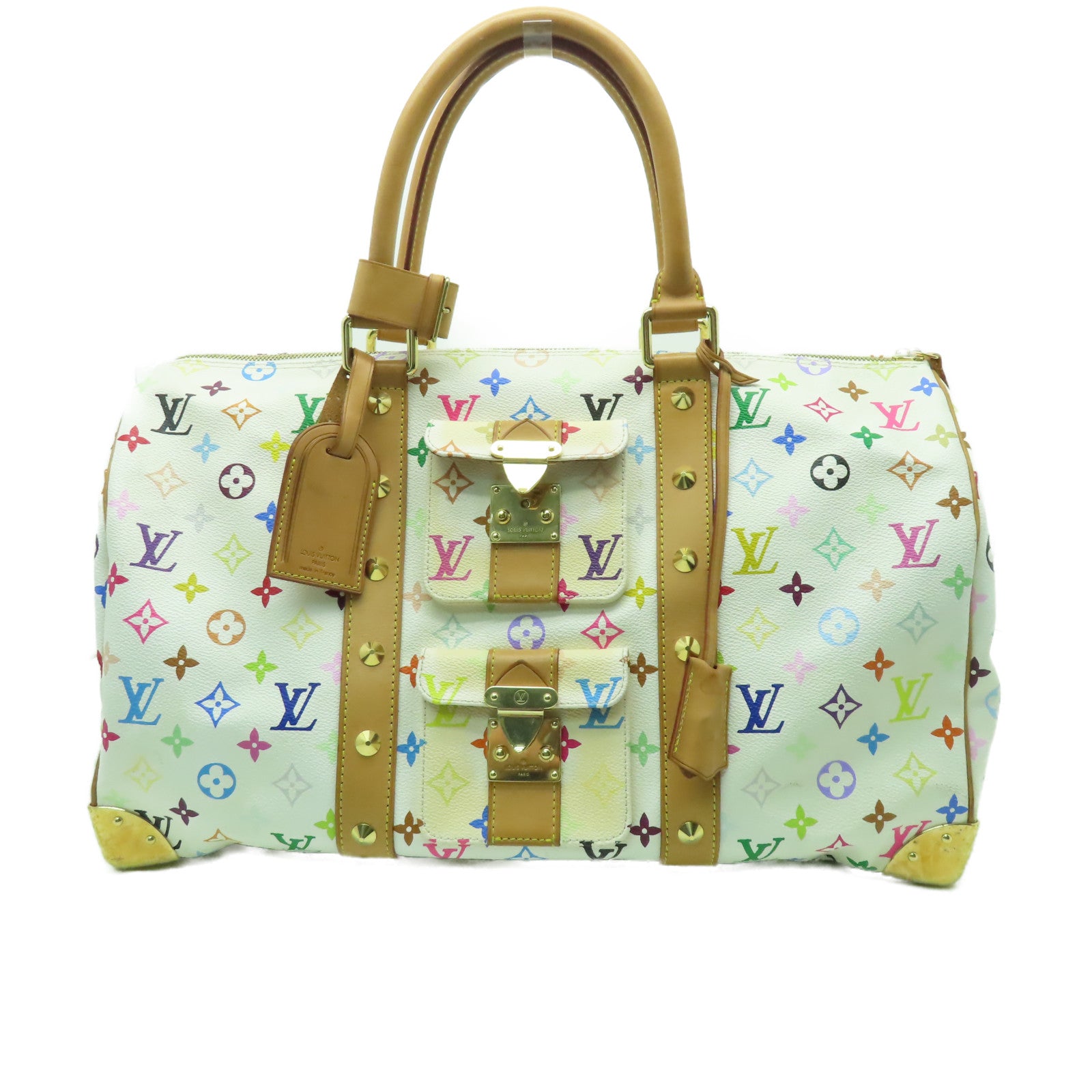 LOUIS VUITTON Monogram Multicolore Keepall 45金扣手挽袋彩色/白色