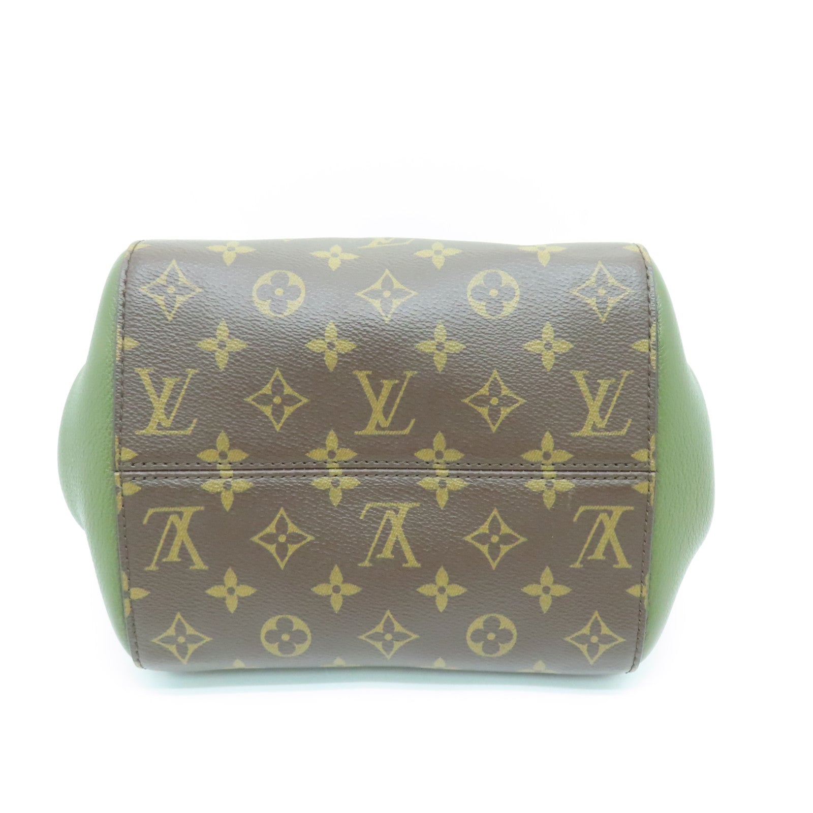 LOUIS VUITTON Monogram Fold Tote Bag Gold Buckle Handle Shoulder Bag  Brown/Khaki/White