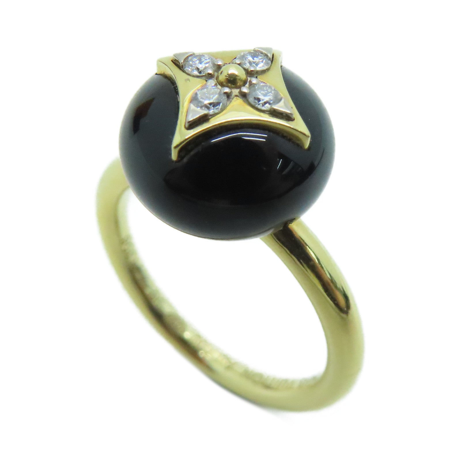 Louis Vuitton 18k Yellow Gold Onyx and 0.07ct Diamond Blossom