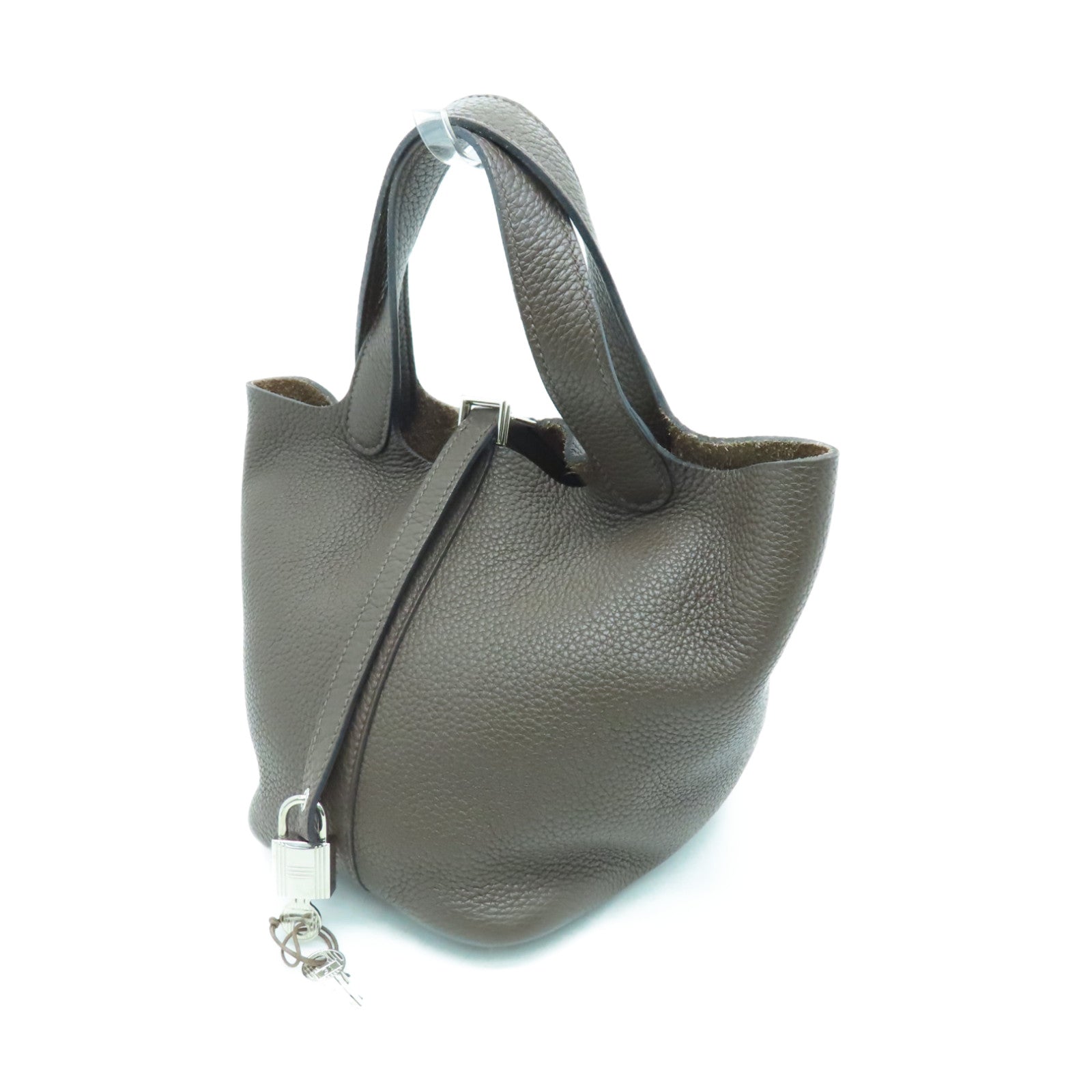 Hermes Picotin Lock bag PM Cacao Clemence leather Silver hardware