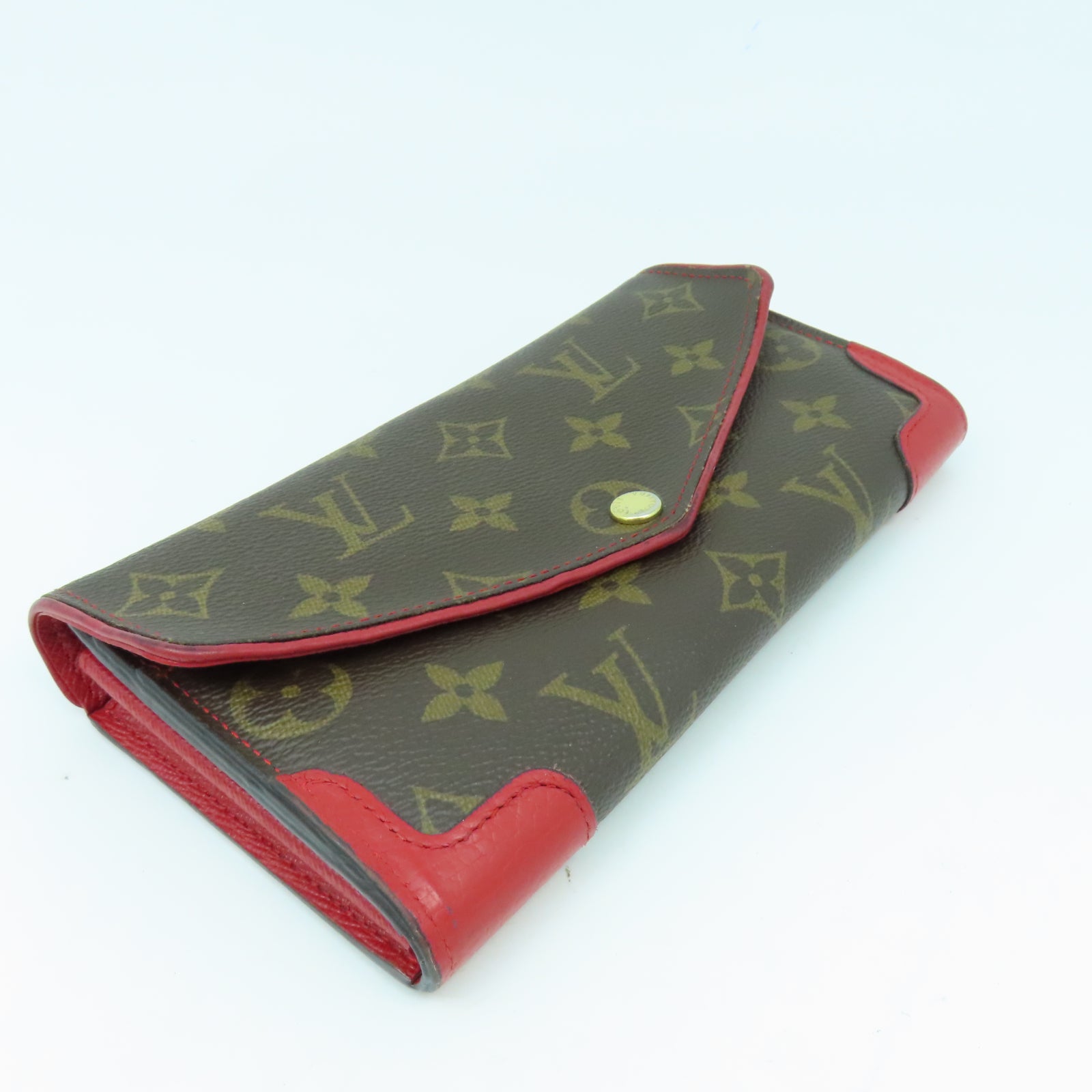 NEW! Authentic Louis Vuitton Monogram Canvas SARAH WALLET RETIRO M61184,  Red