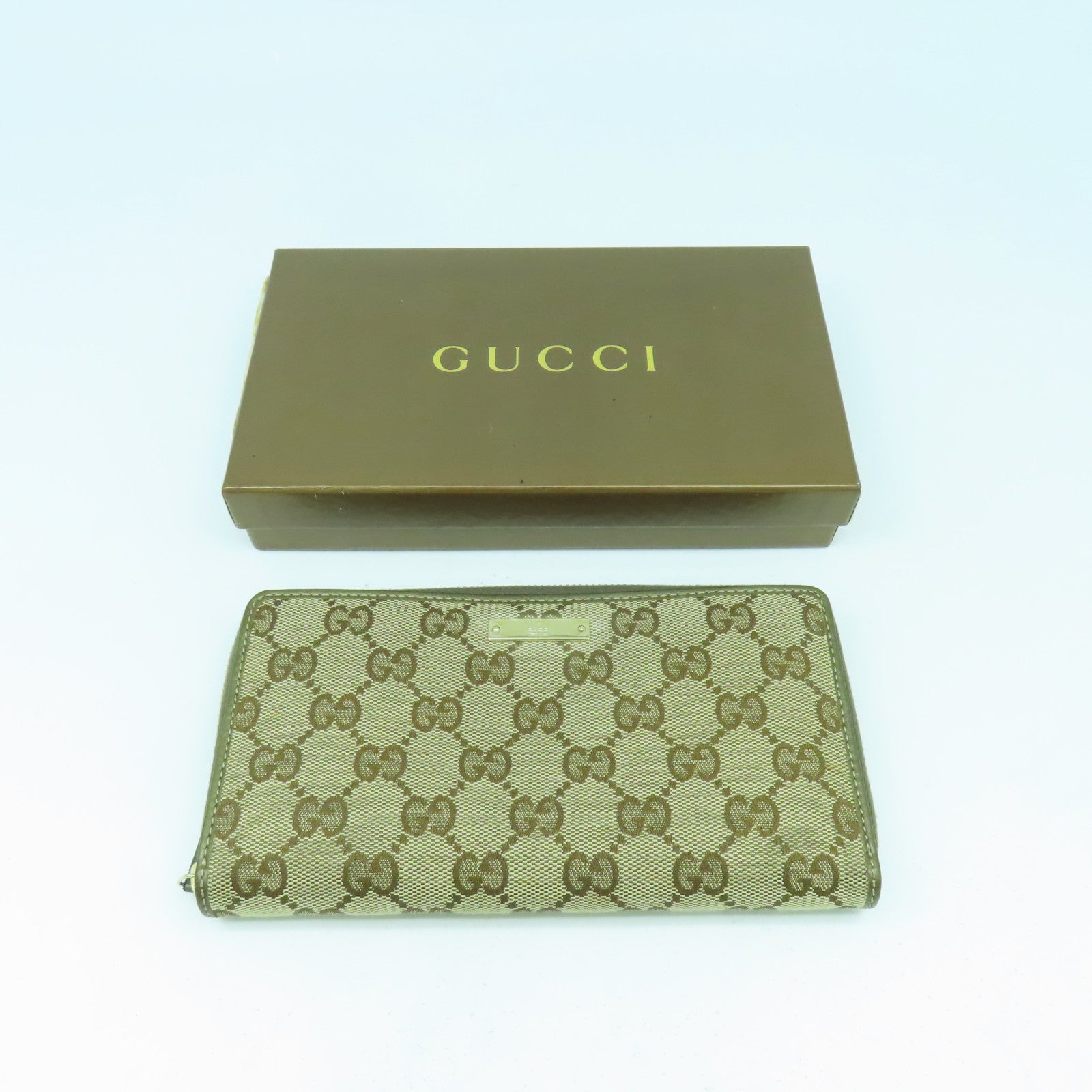 GUCCI 帆布Long Wallet金扣長錢包綠色