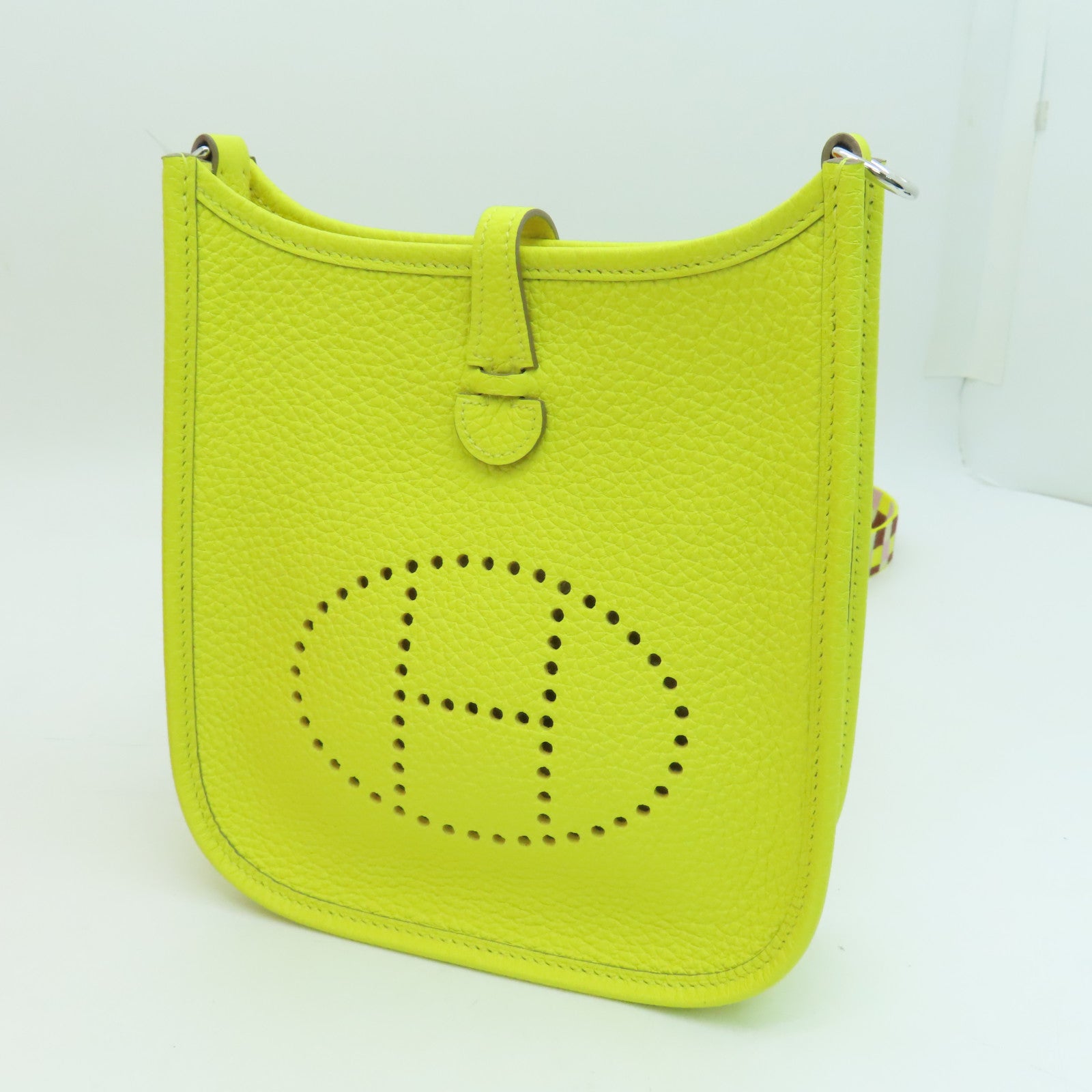 Hermes Evelyne  bag TPM Lime Clemence leather Silver