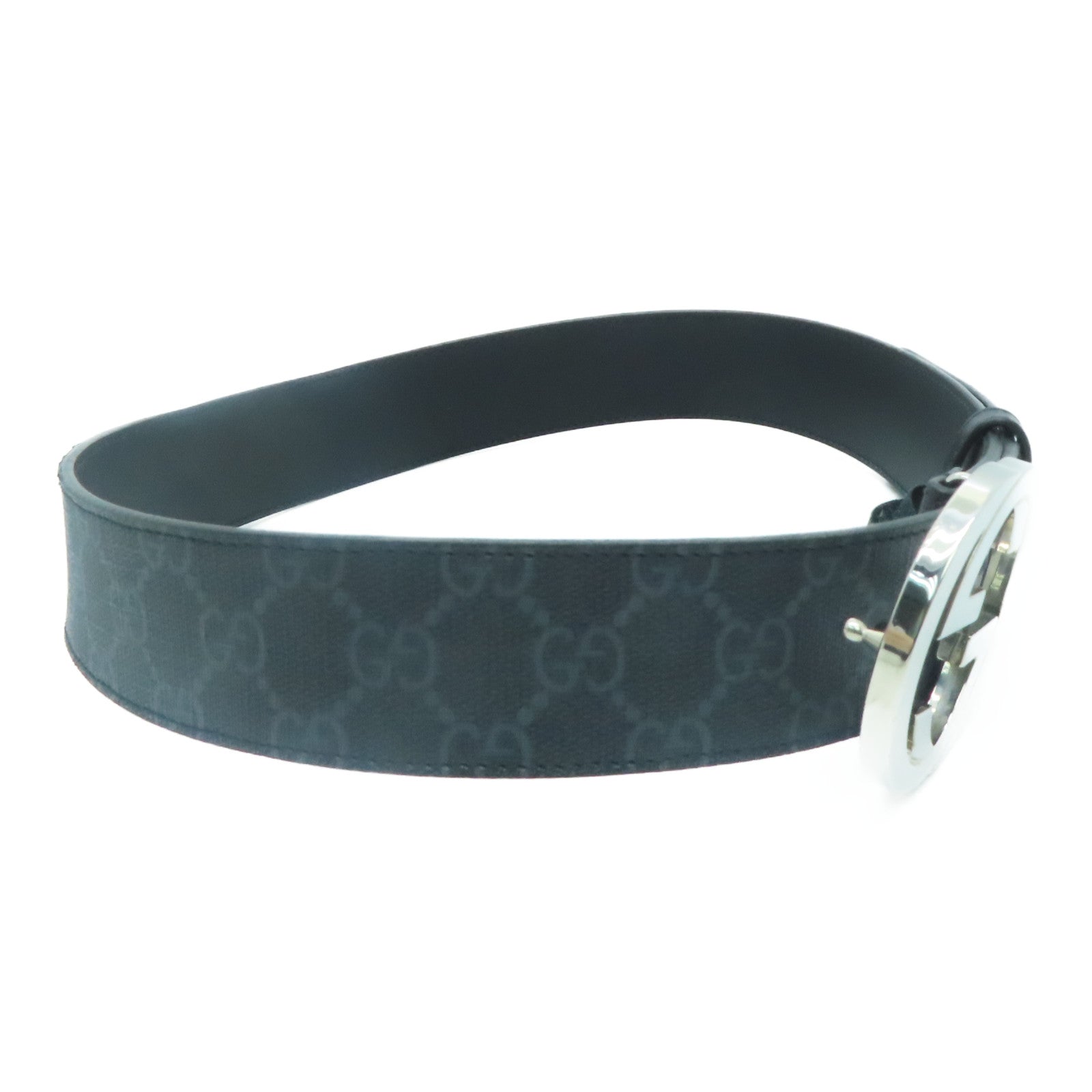 Gucci Black GG Imprime Coated Canvas Interlocking G Belt Size 80CM Gucci