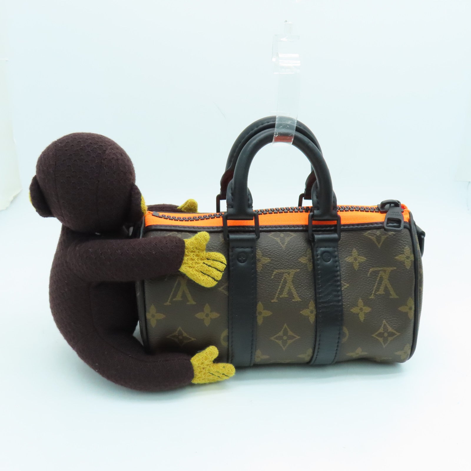 LOUIS VUITTON Monogram Monkey Keepall Nano Handle Shoulder Bag Black/Brown