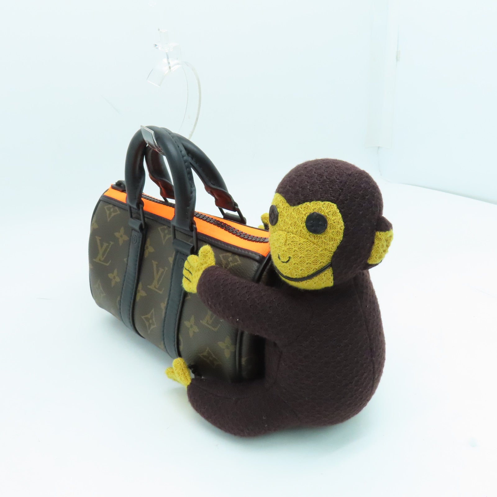 LOUIS VUITTON Monogram Monkey Keepall Nano Handle Shoulder Bag Black/Brown