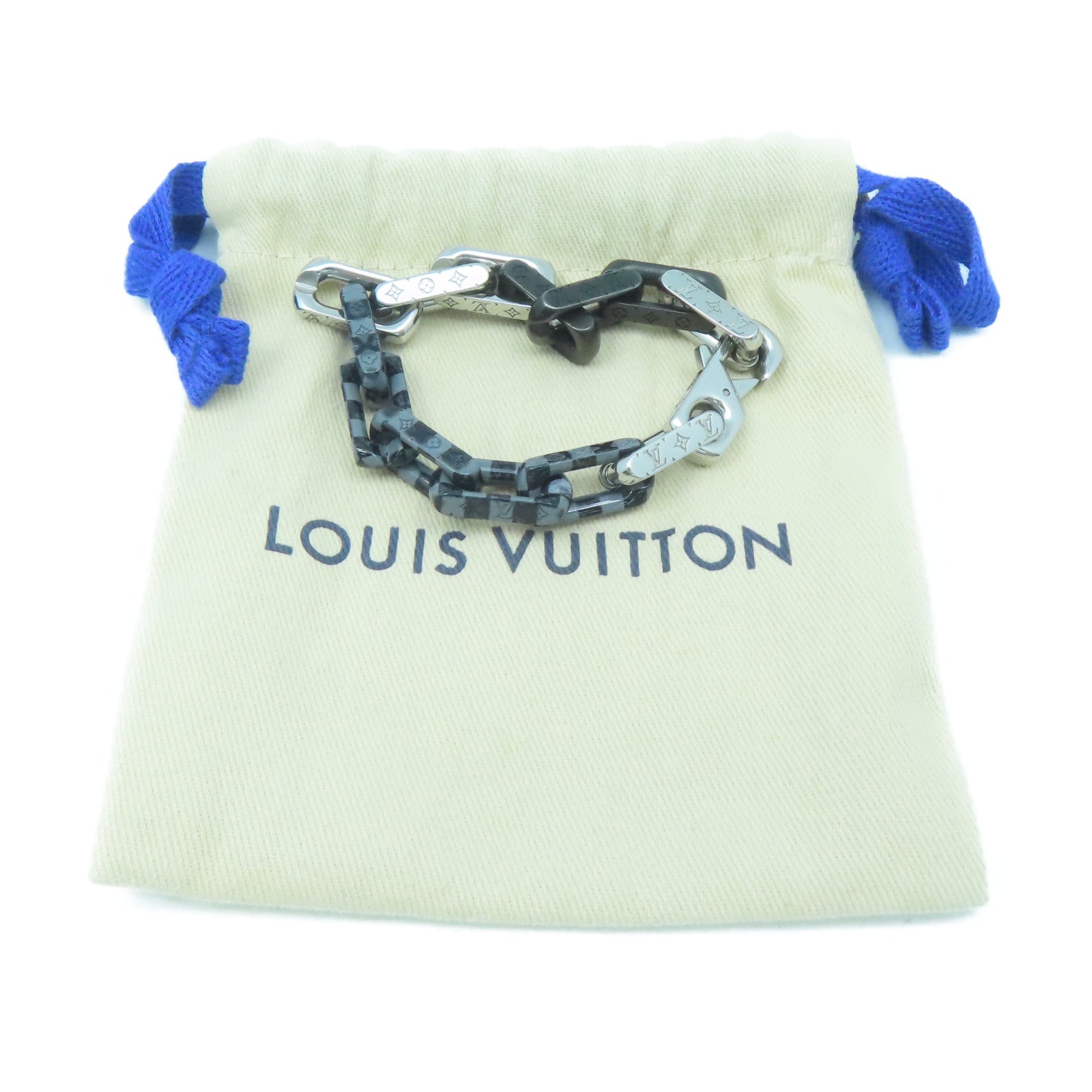 Louis Vuitton LV Damier Chain Bracelet MP3190 Metal Black Silver