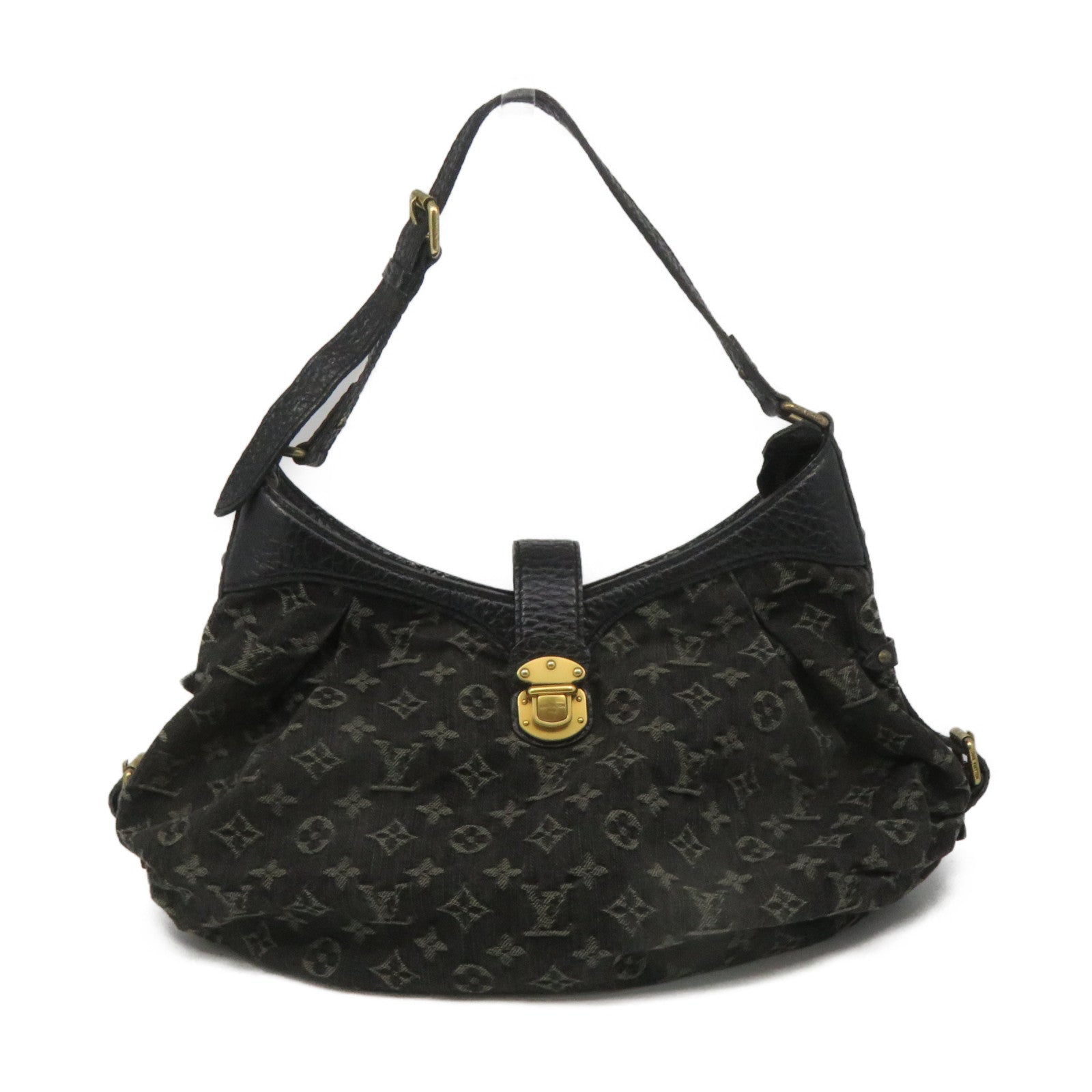 LOUIS VUITTON Monogram Denim XS Shoulder Bag金扣肩背袋黑色