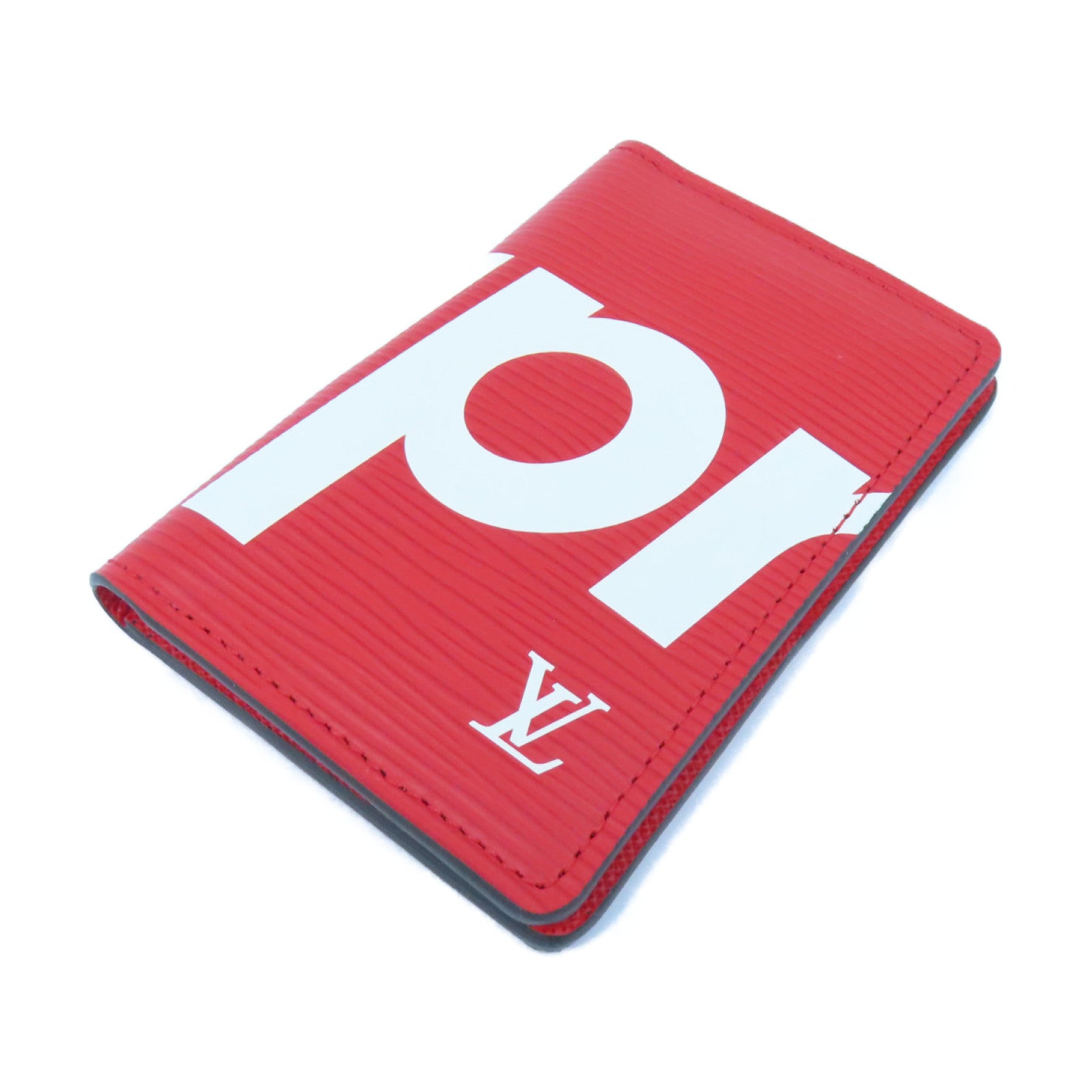 Louis Vuitton LV Supreme Red Pocket Orgaize Card Case M61822 Epi Leather Red