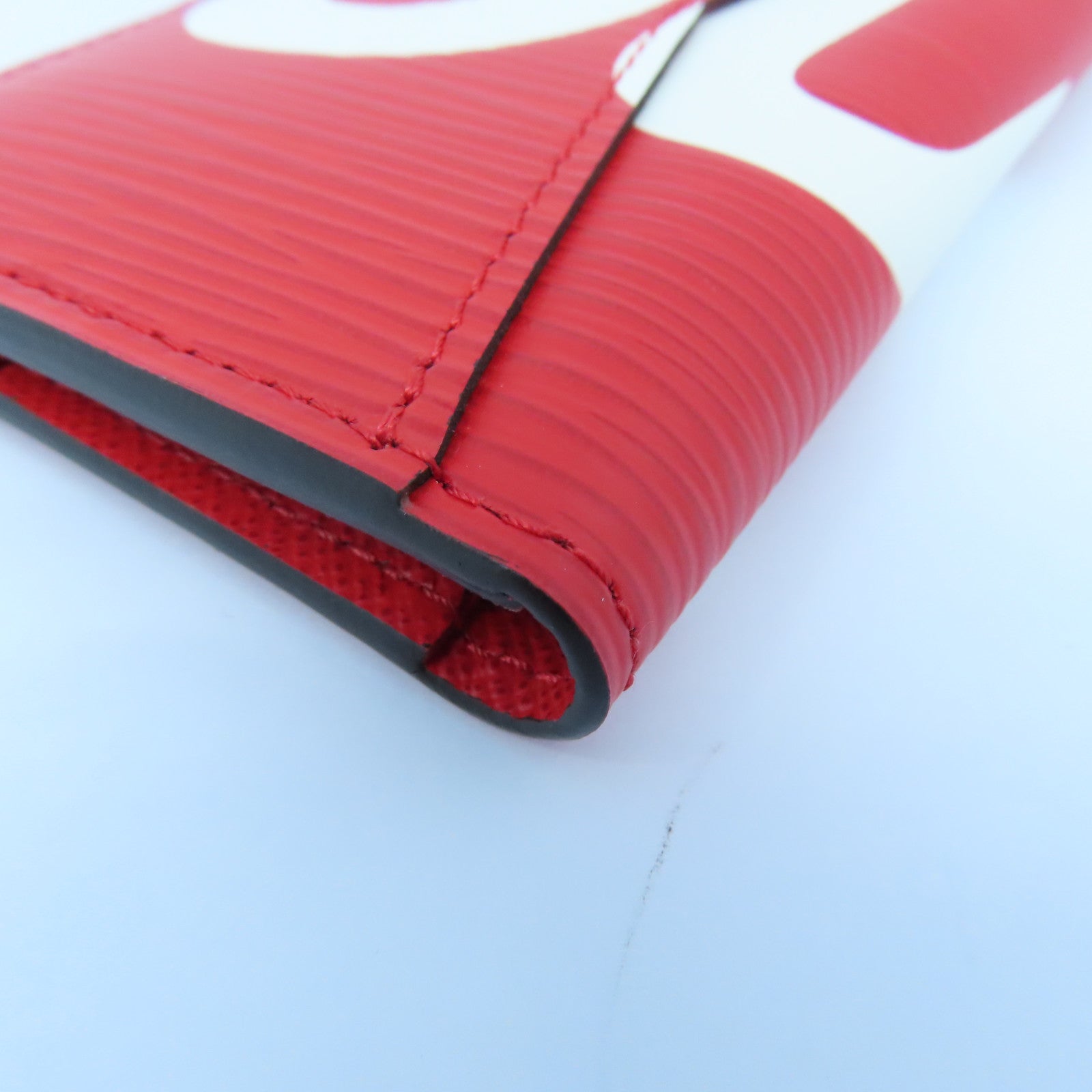 Louis Vuitton Supreme Red White Epi Leather LV Logo Pocket Organizer Wallet