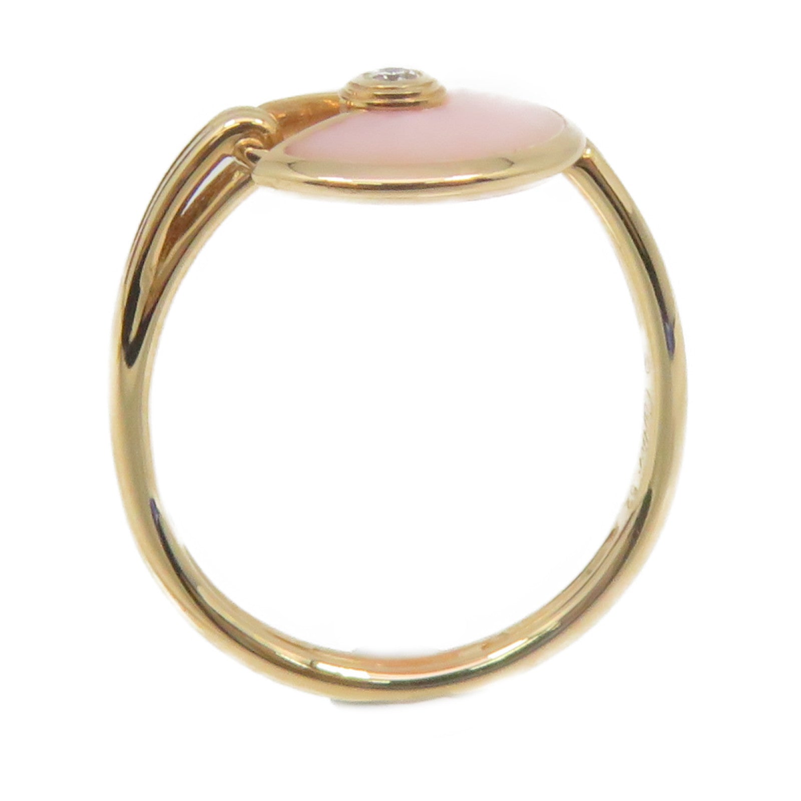 CARTIER Sharp Discount 18K Rose Gold Amulette de Cartier Ring Pink Opal Diamond Ring US 6 Cartier 52