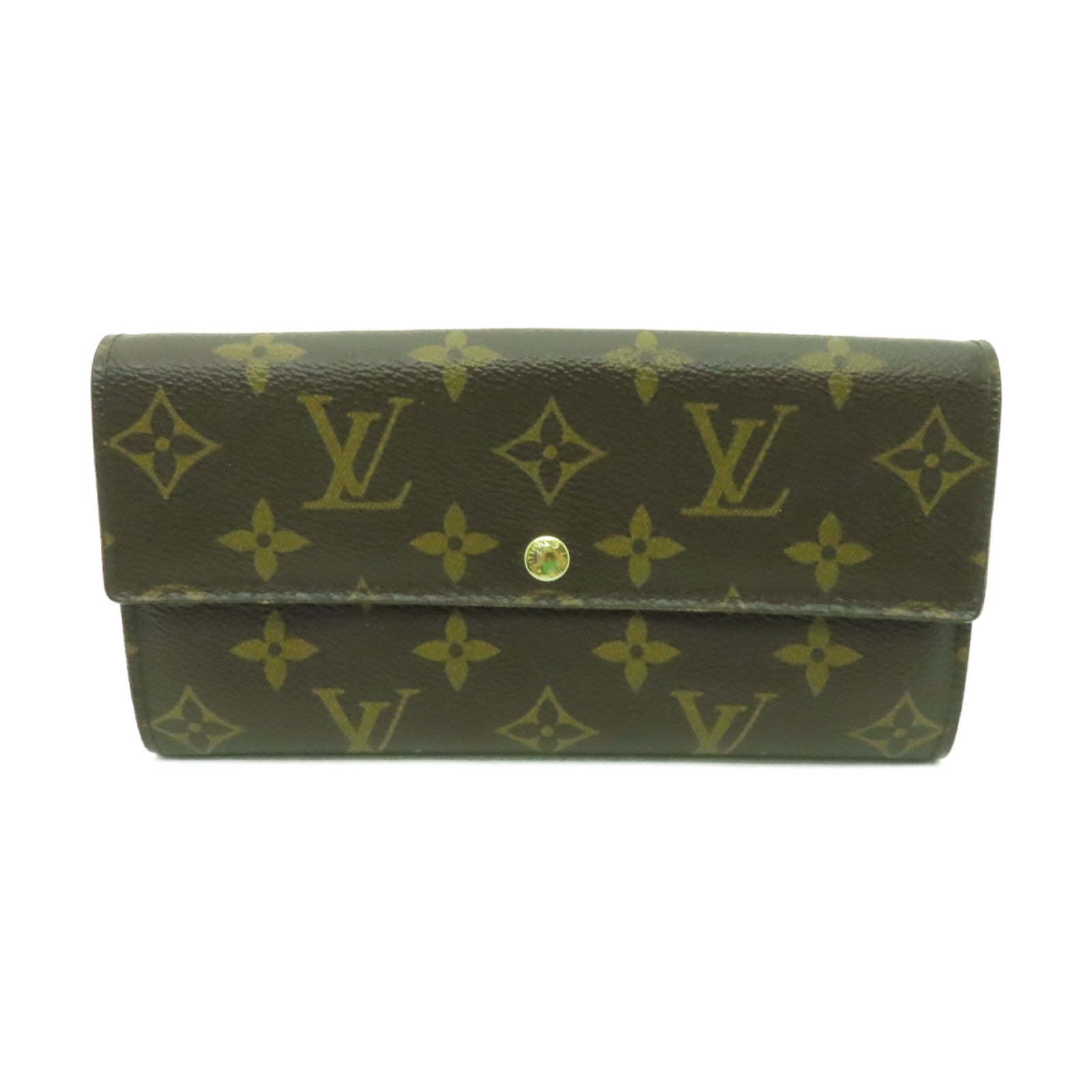 LOUIS VUITTON Monogram Long Wallet金扣長錢包棕色