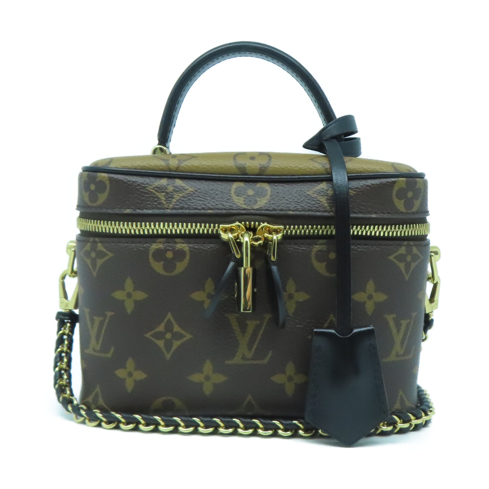 LOUIS VUITTON Monogram Vanity PM金扣手挽肩背兩用袋啡色