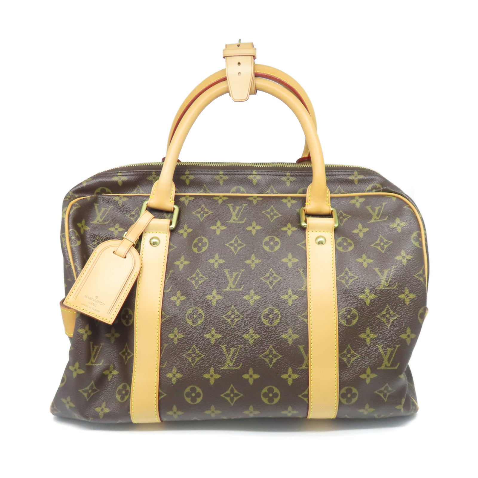 LOUIS VUITTON Monogram Carryall金扣手挽袋棕色