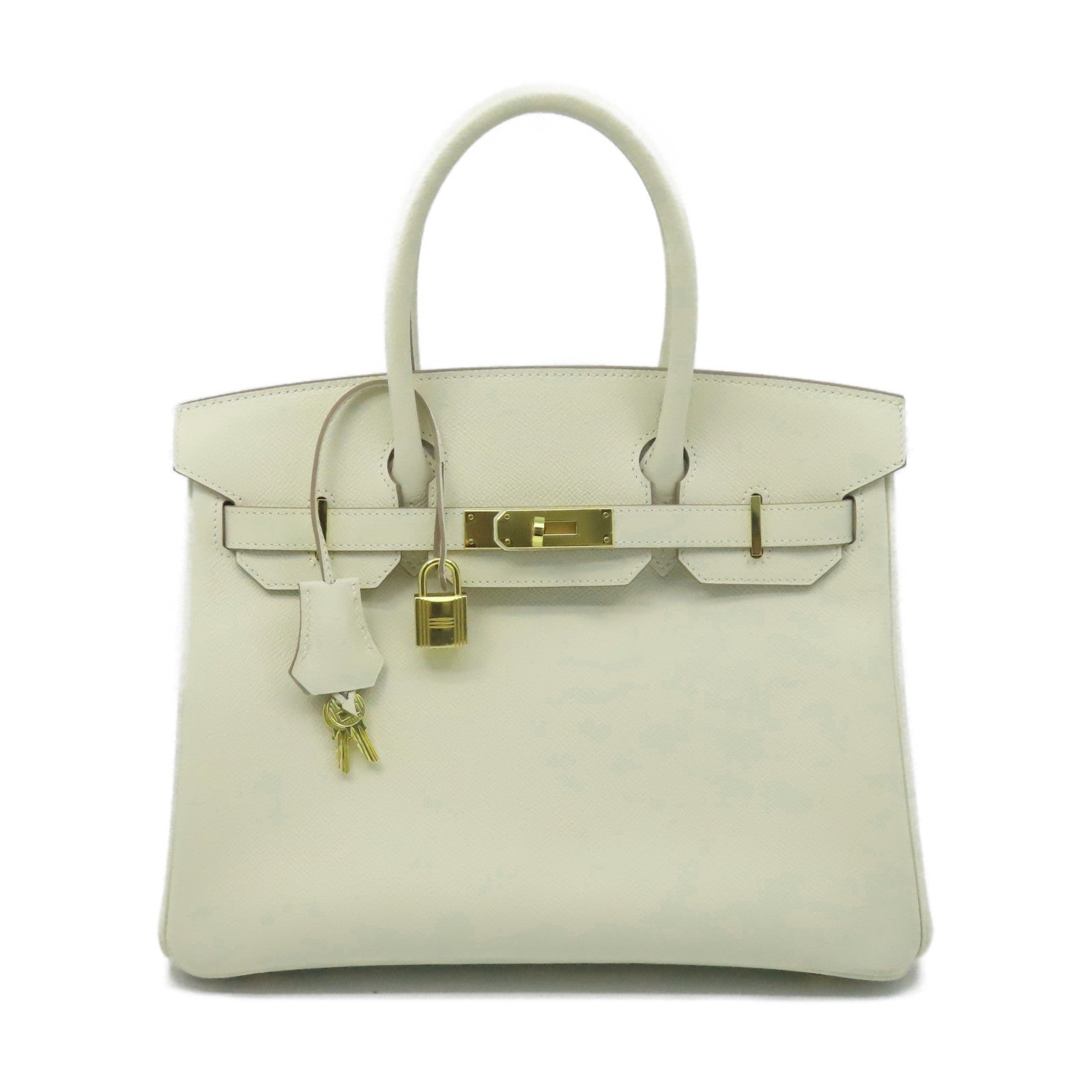 HERMES Epsom皮革Birkin 30金扣手挽袋白色