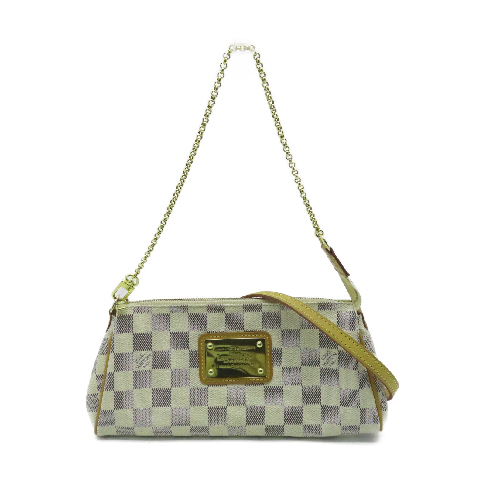 LOUIS VUITTON Damier Azur Eva金扣手挽肩背兩用袋白色