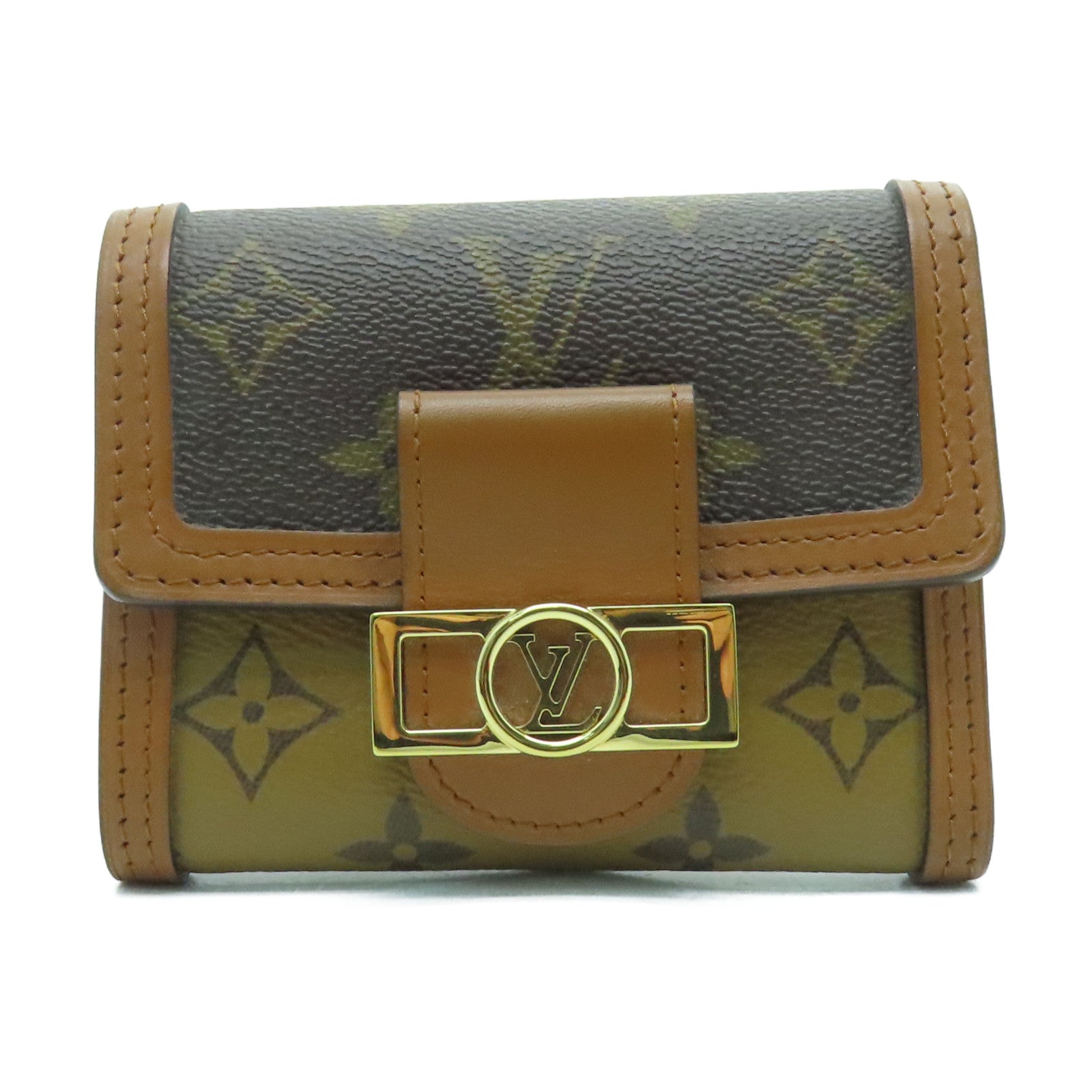 LOUIS VUITTON Monogram Dauphine Compact Wallet金扣錢包棕色