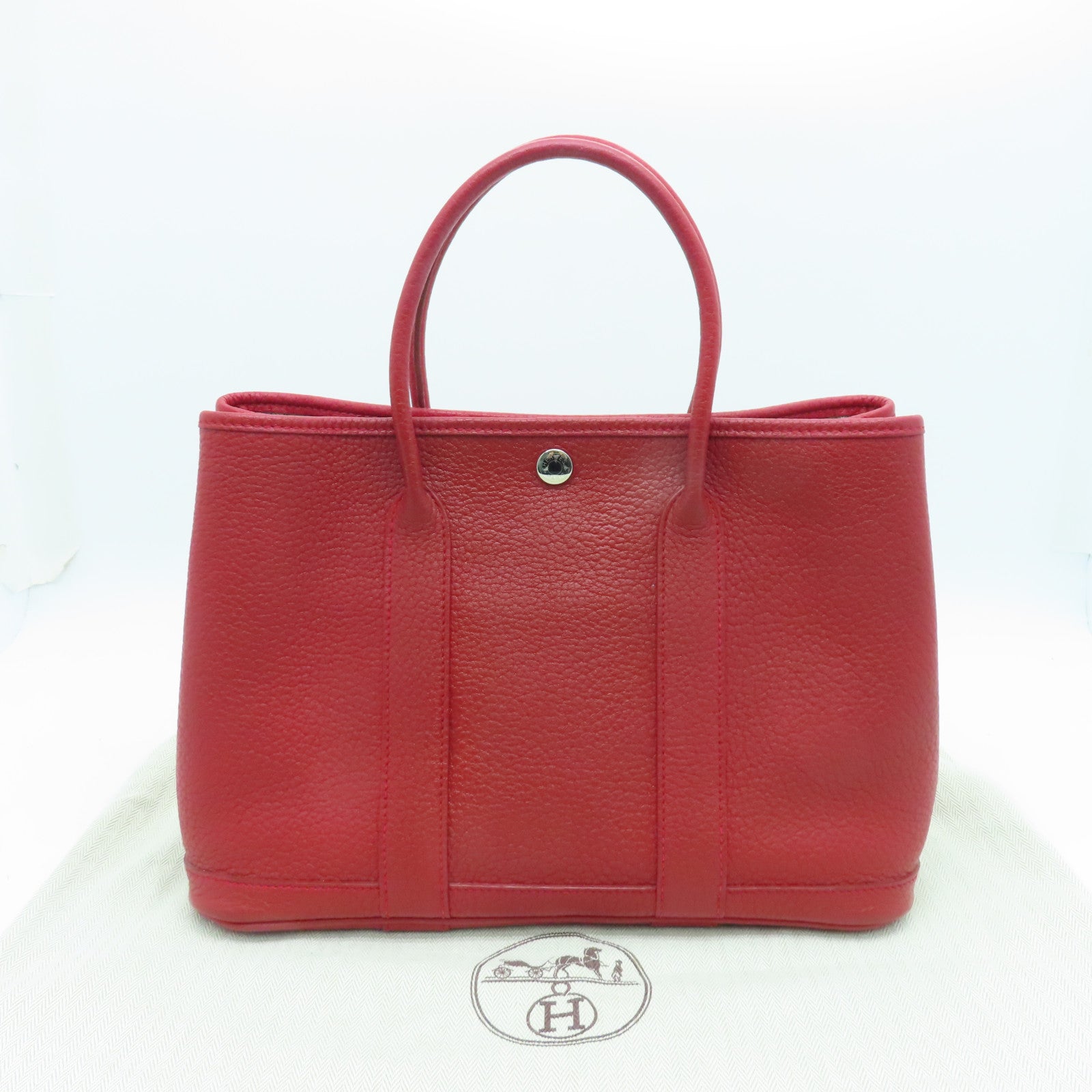 Hermes Garden Party bag TPM Rouge H Negonda leather Silver