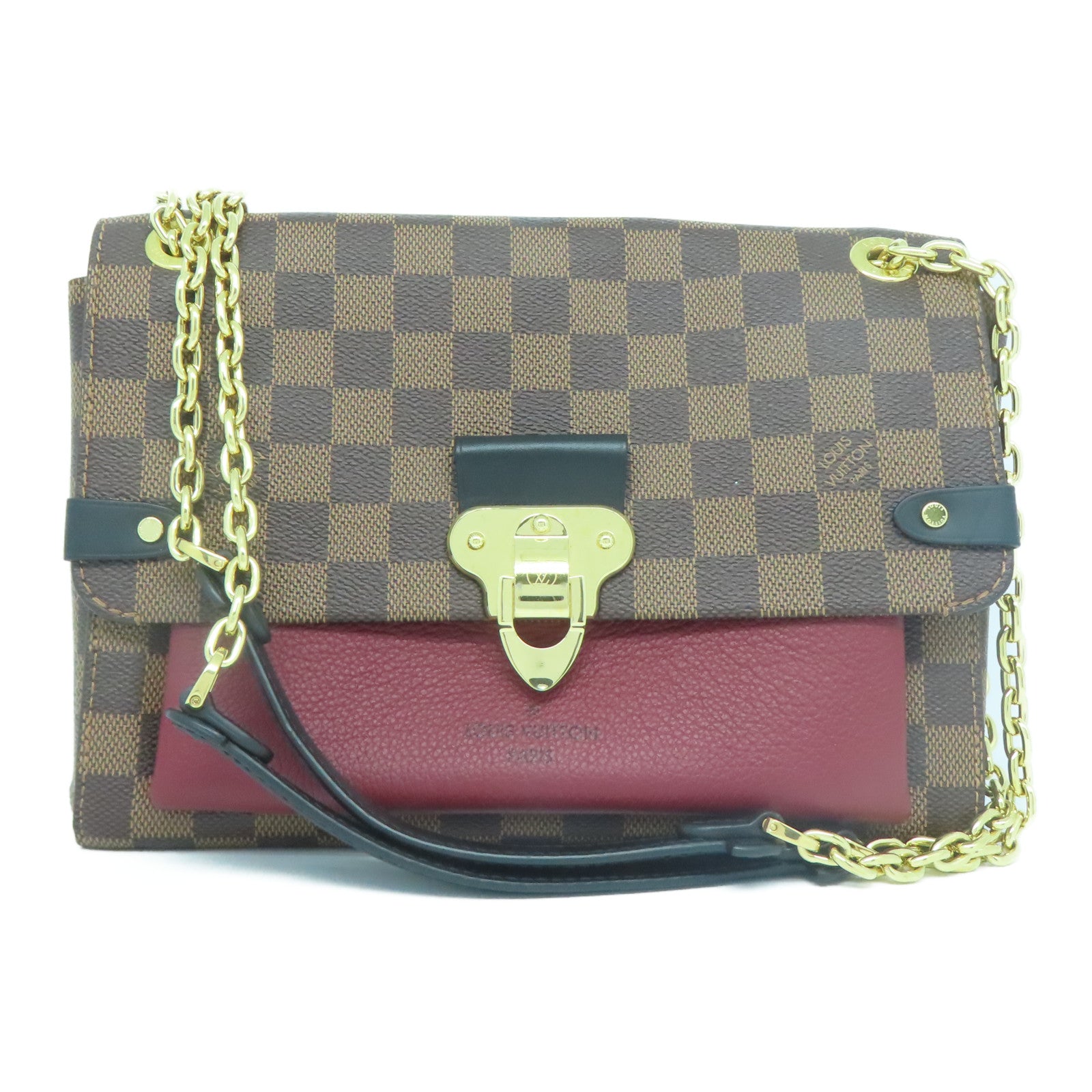 LOUIS VUITTON Damier Vavin PM金扣肩背袋啡色/紅色