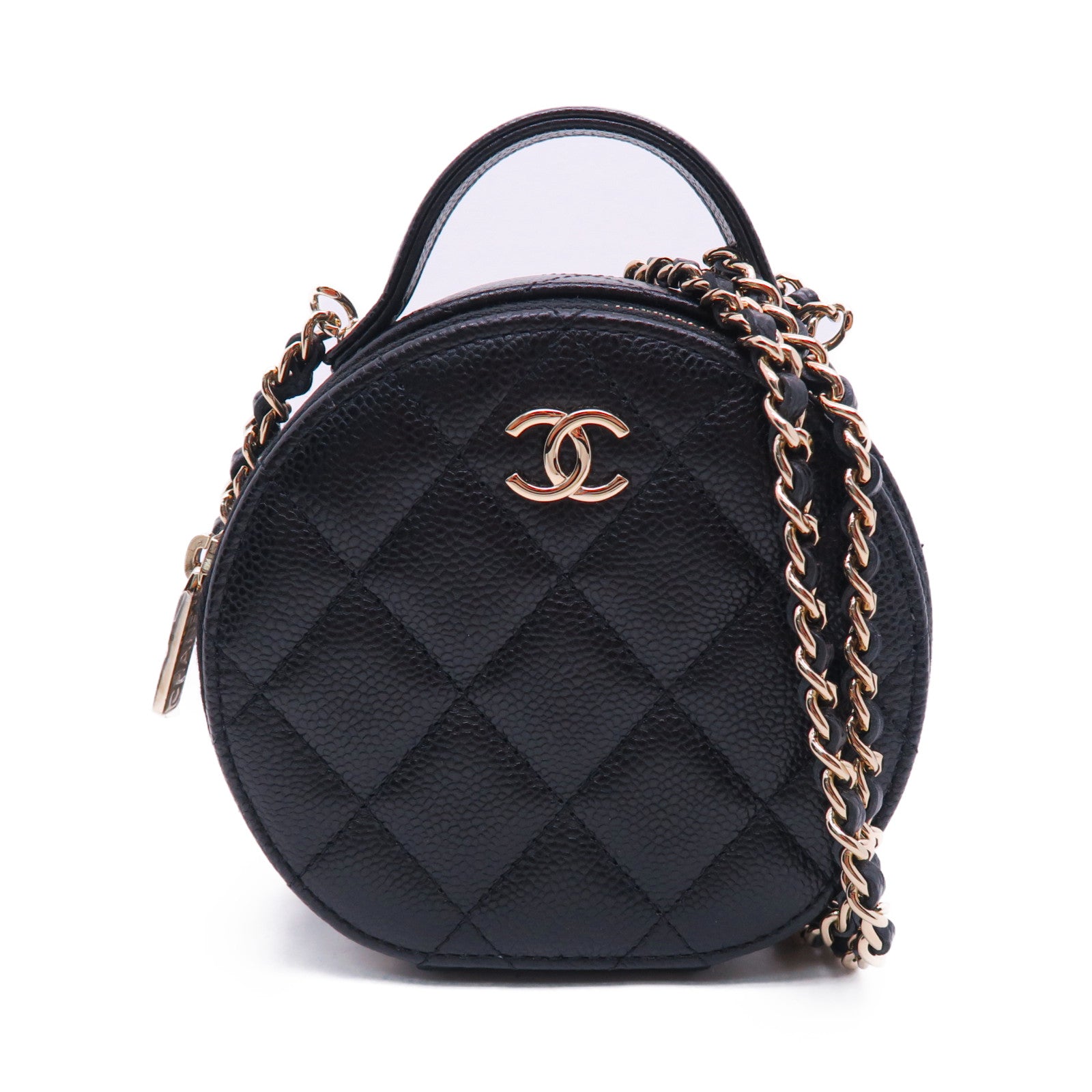 CHANEL 菱格Caviar皮革Chain Shoulder金扣肩背袋黑色