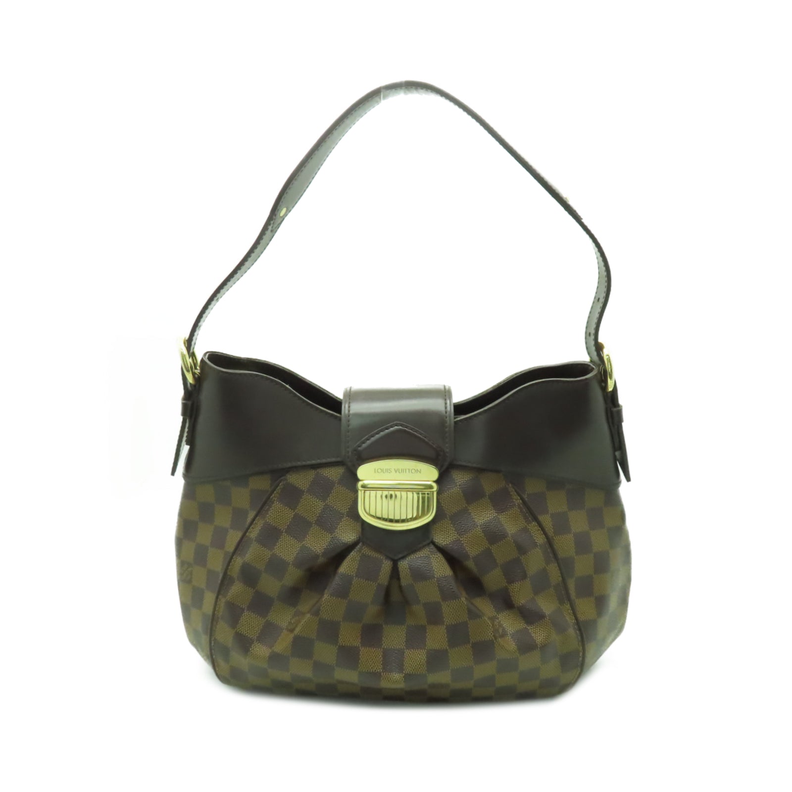 LOUIS VUITTON Damier Sistina MM金扣肩背袋棕色