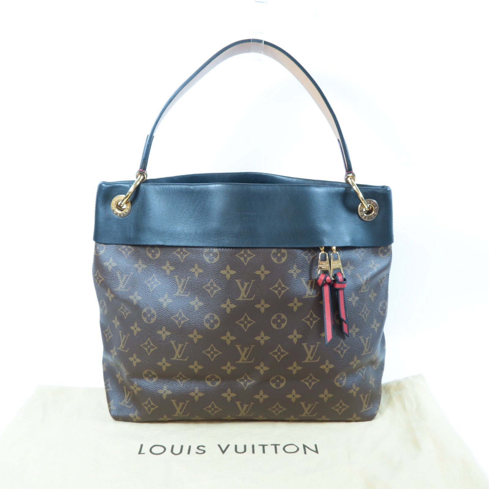 LOUIS VUITTON Monogram Tuileries Hobo金扣手挽袋啡色/黑色