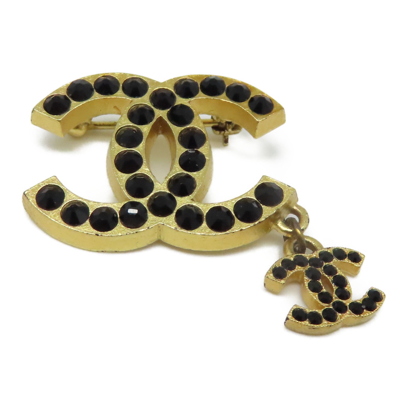 CHANEL 金屬Brooch 01/A金扣胸針黑色/金色