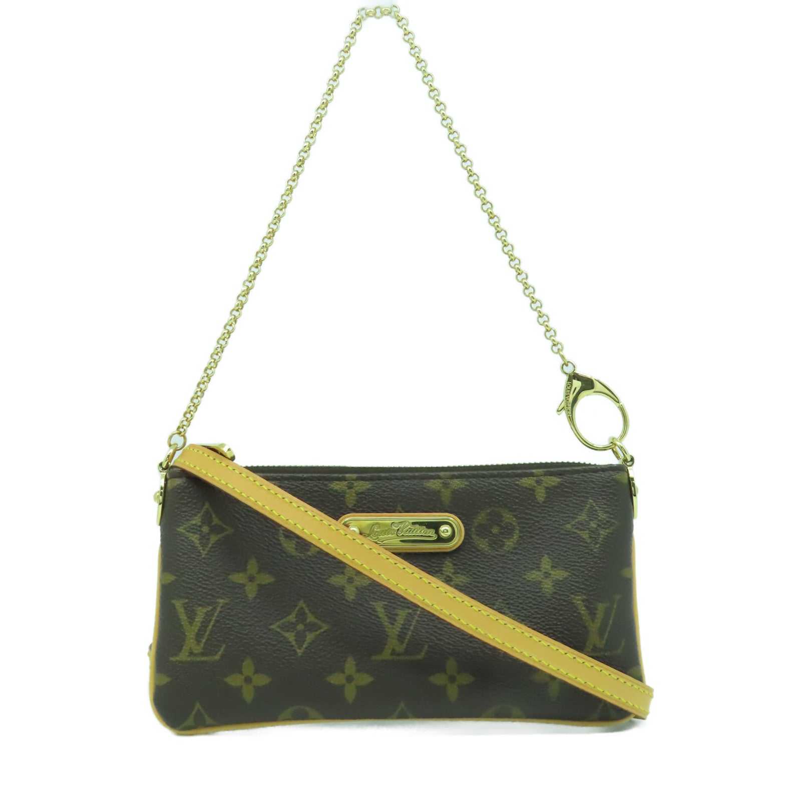 LOUIS VUITTON Monogram Pochette Milla金扣手挽肩背兩用袋啡色