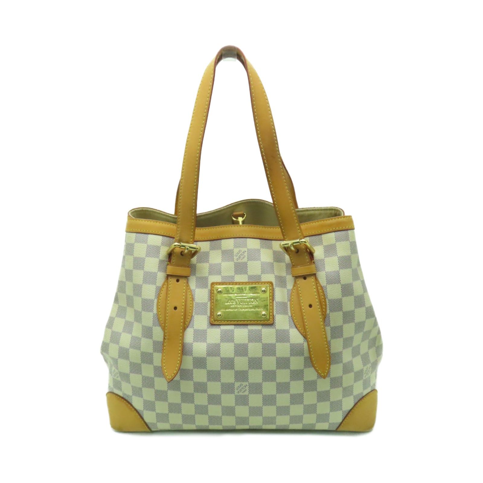 LOUIS VUITTON Damier Azur Hampstead MM金扣肩背袋白色